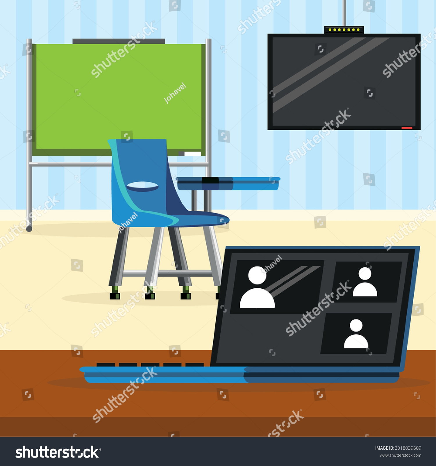 Classroom Devices School Education Cartoon Stock Vector (Royalty Free ...