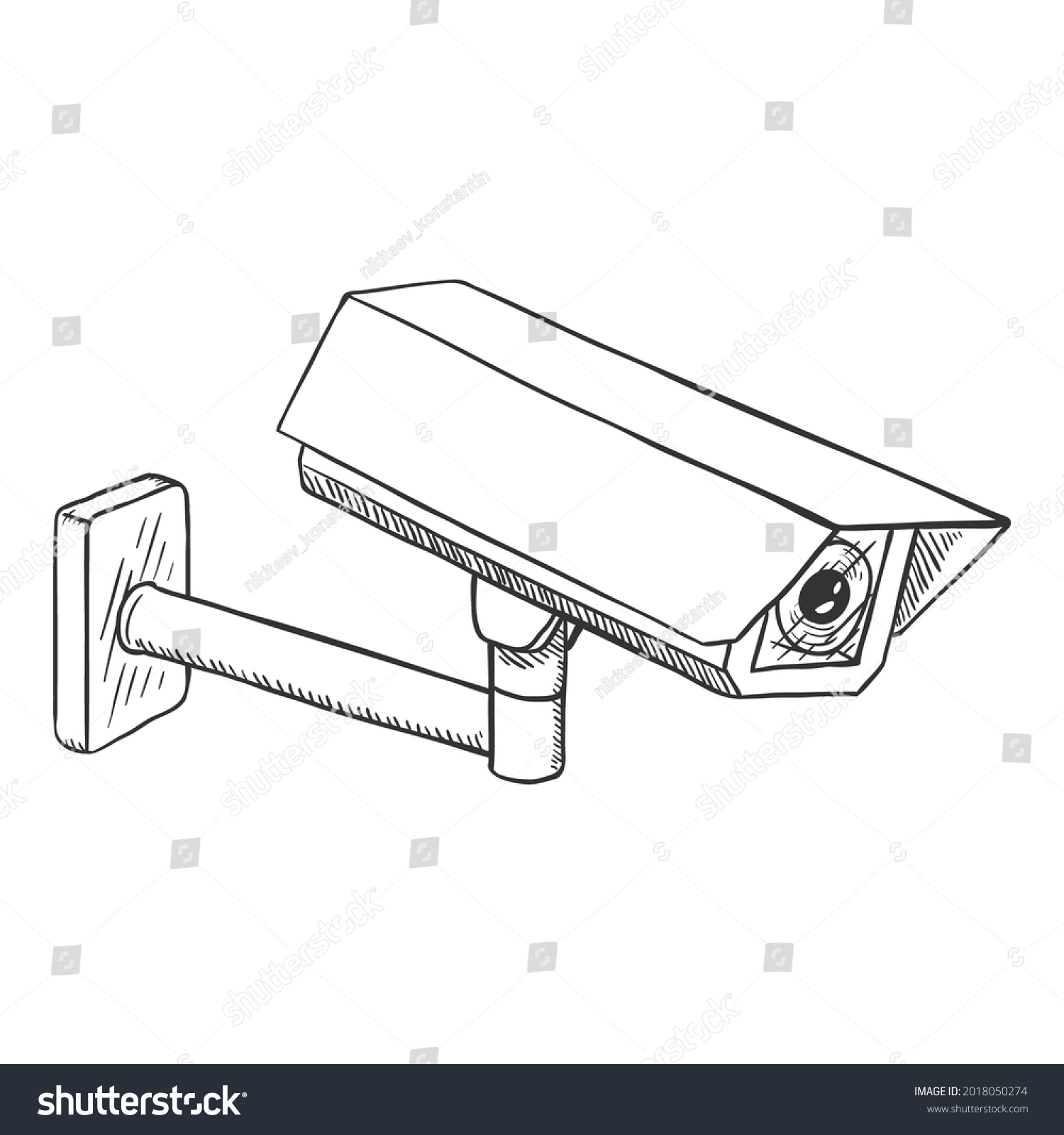 Vector Sketch Security Camera Cctv Hand Stock Vector (Royalty Free ...