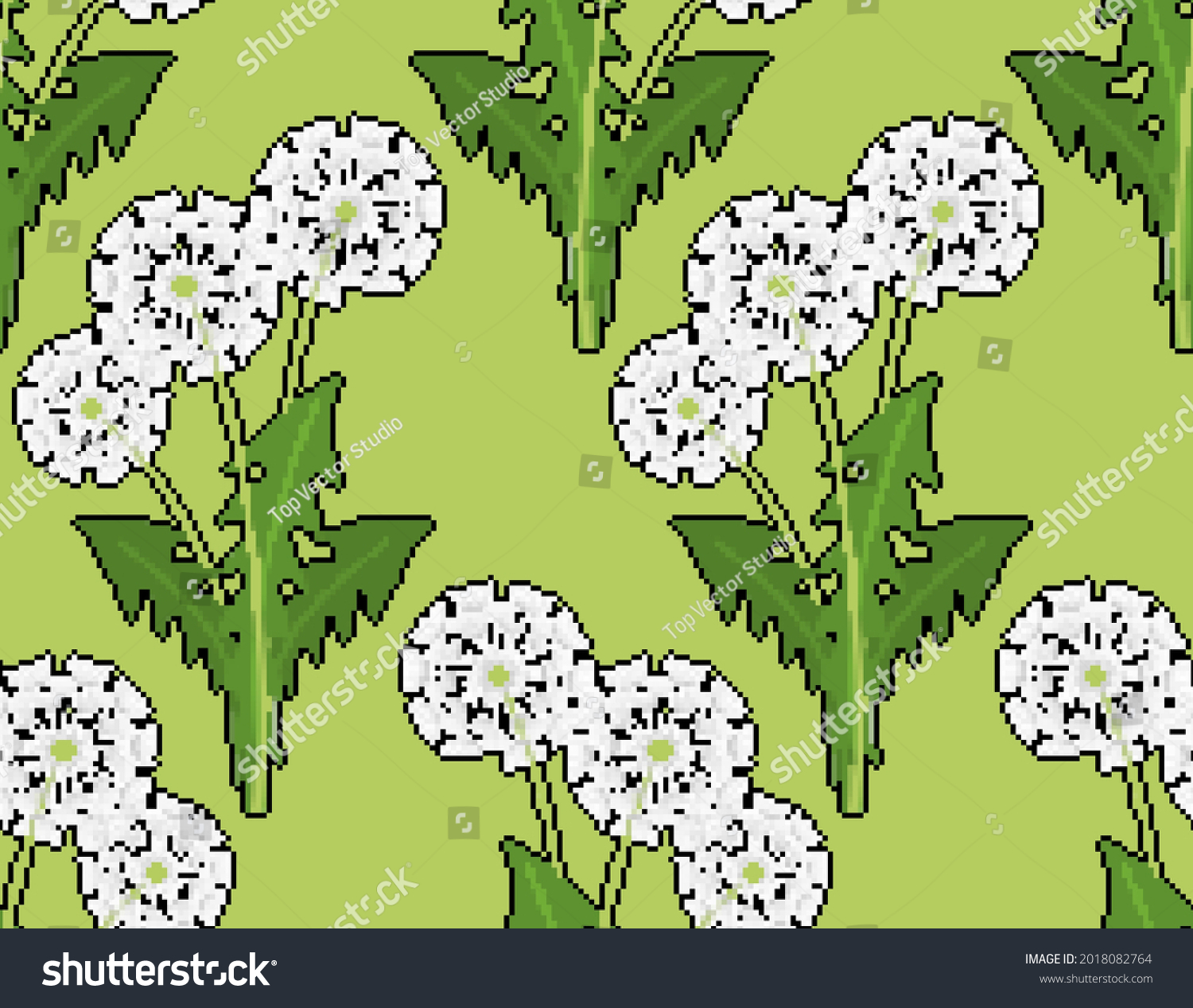 Dandelion Pixel Art Pattern Seamless 8 Stock Vector (Royalty Free ...