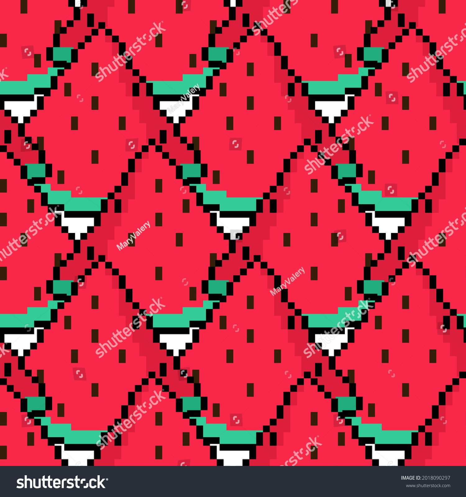 Slice Watermelon Pixel Art Pattern Seamless Stock Vector Royalty Free 2018090297 Shutterstock