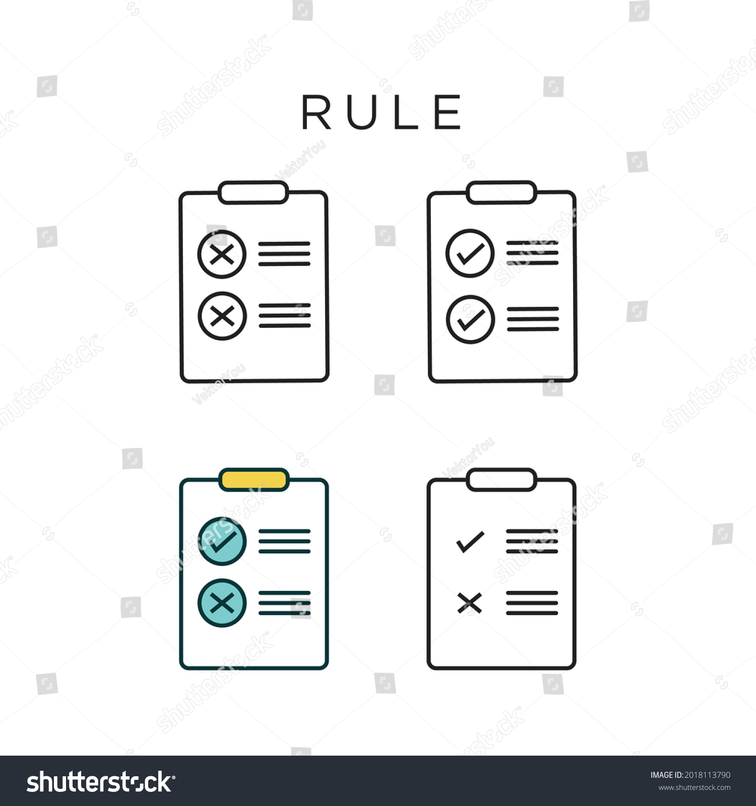 Rule Icons Filled Thin Line Outline Stock Vector (Royalty Free ...