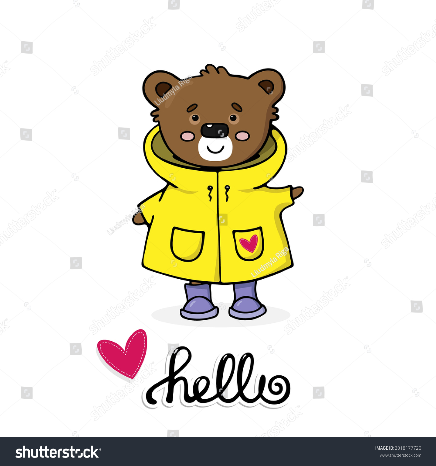 cartoon bear with yellow raincoat