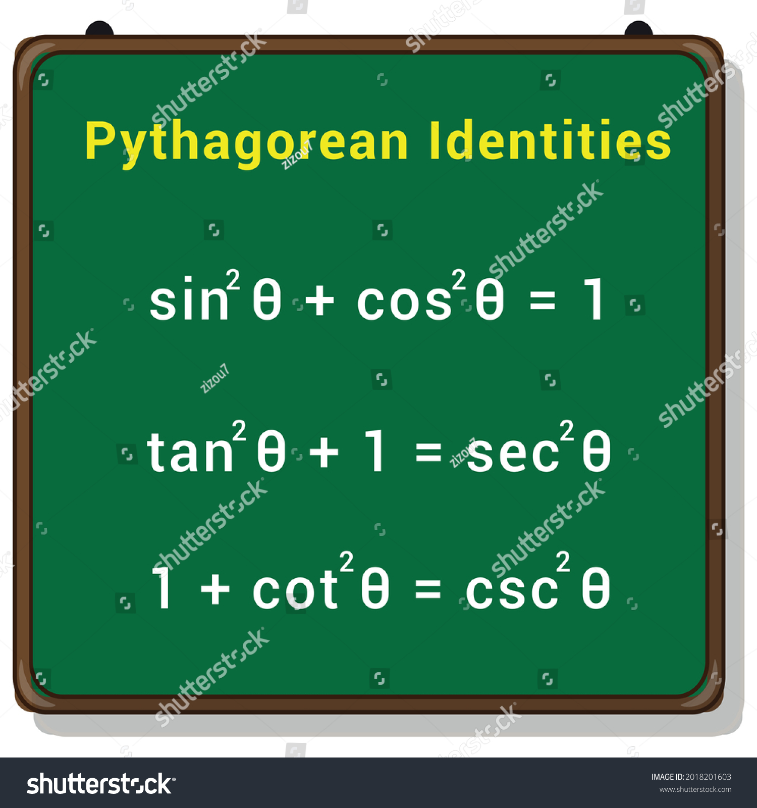 Pythagorean Identities Formula Trigonometric Functions Stock Vector ...