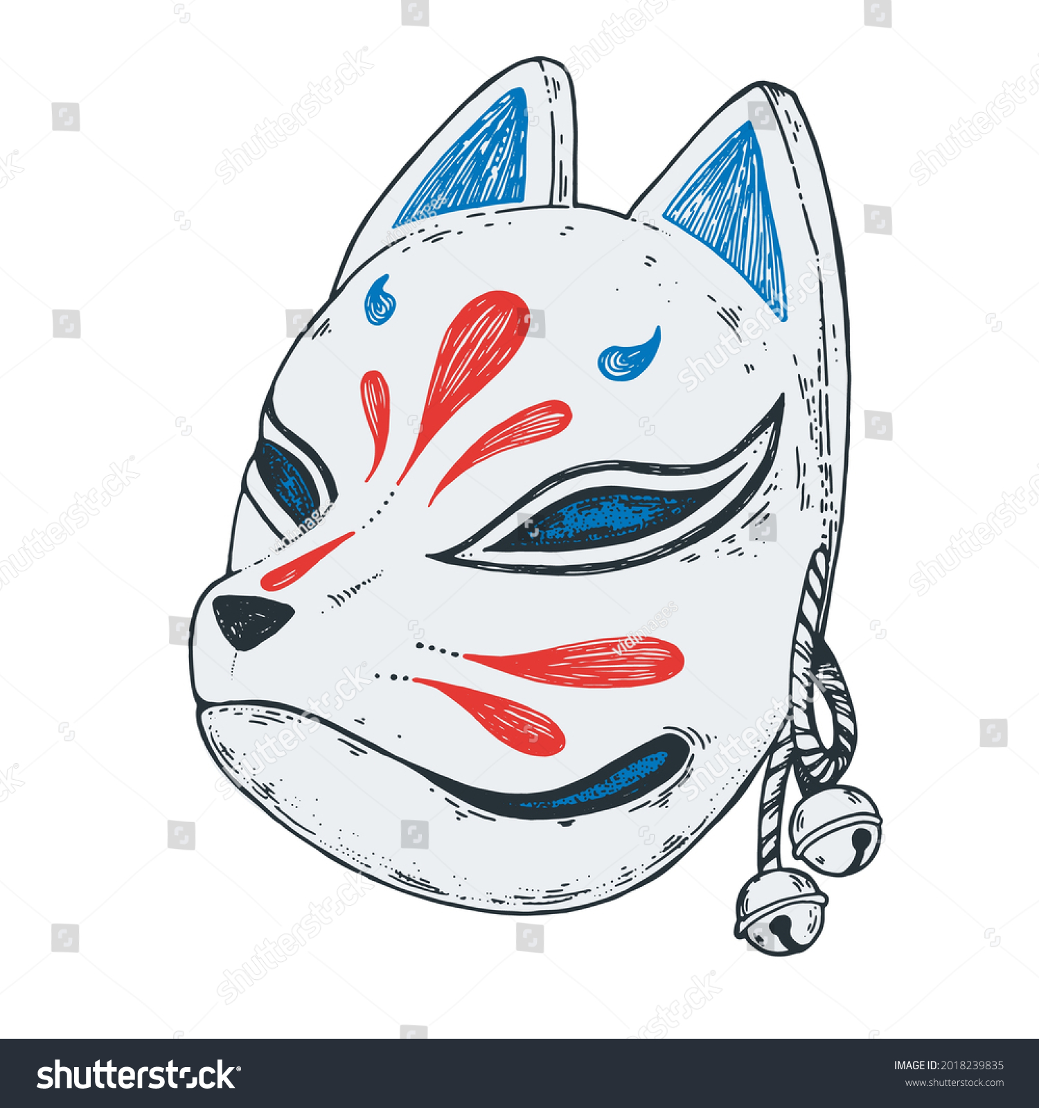 Японская маска Кицунэ арт