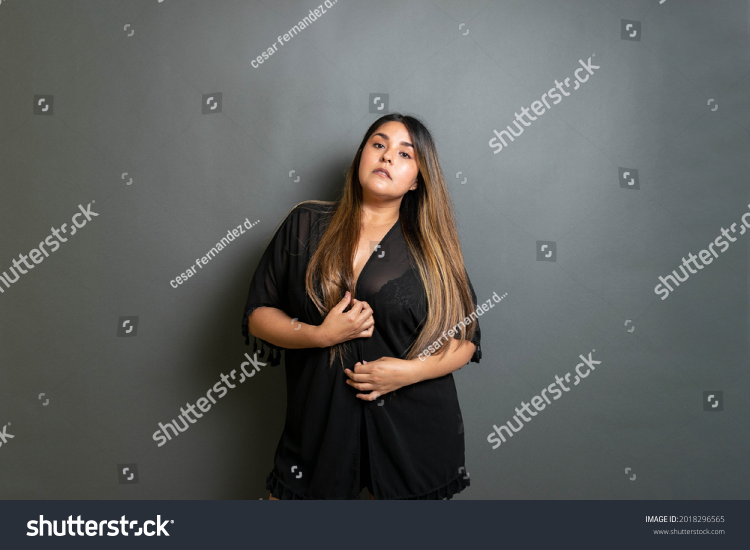 Beautiful Sensual Plus Size Latina Model Stock Photo 2018296565