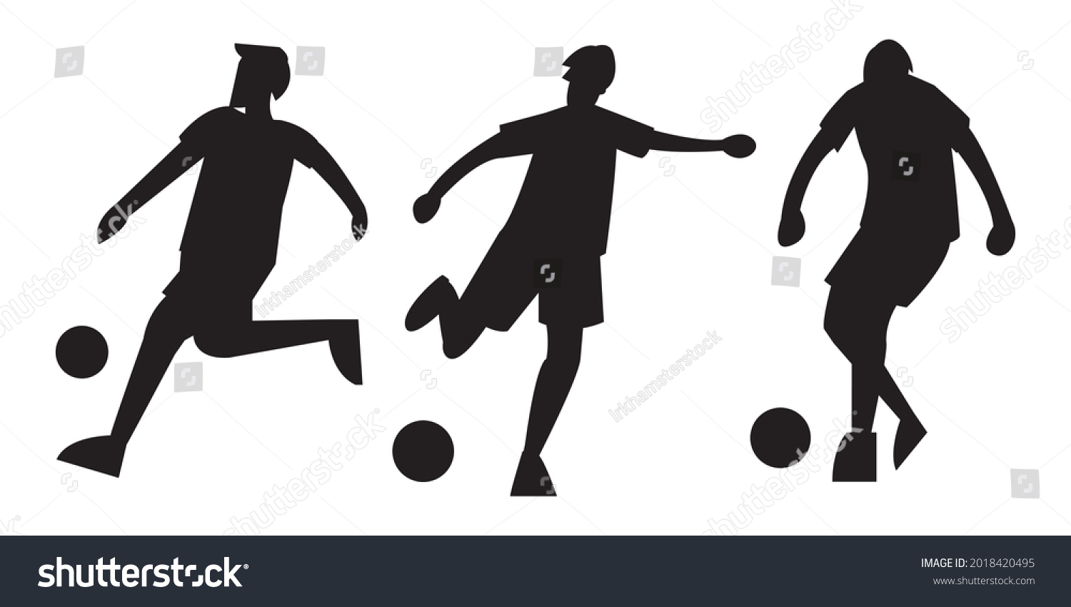 Illustration Soccer Player Various Poses Silhouette Stock Vector ...