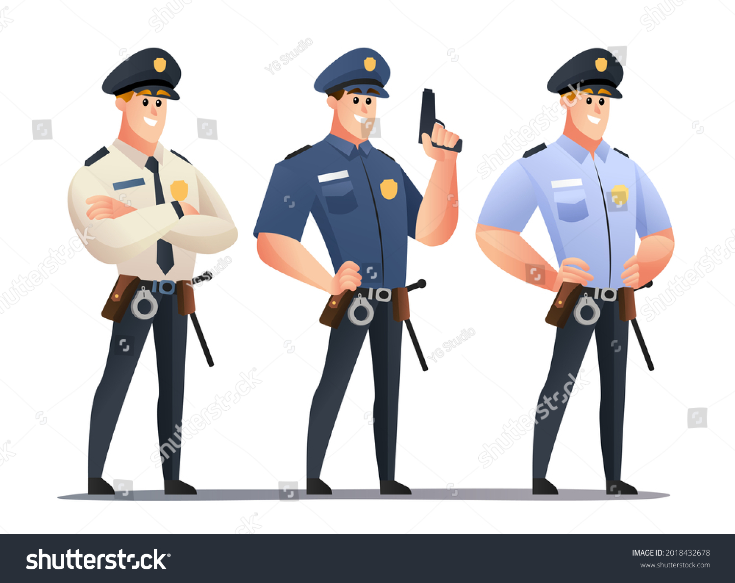 Policeman Officer Cartoon Character Set Stock Vector (Royalty Free ...