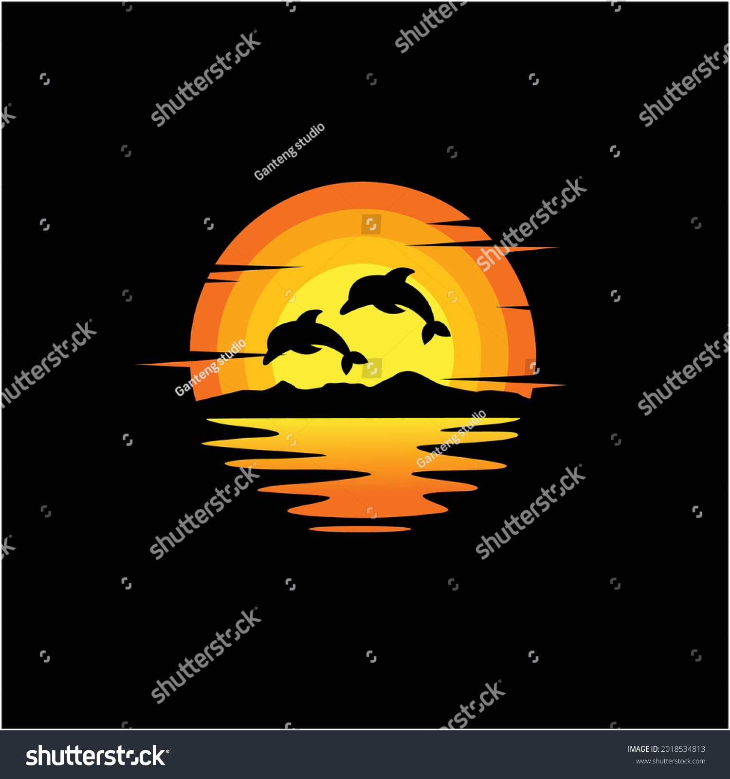 Dolphin Silhouette Illustration Vector Animal Logo Stock Vector ...