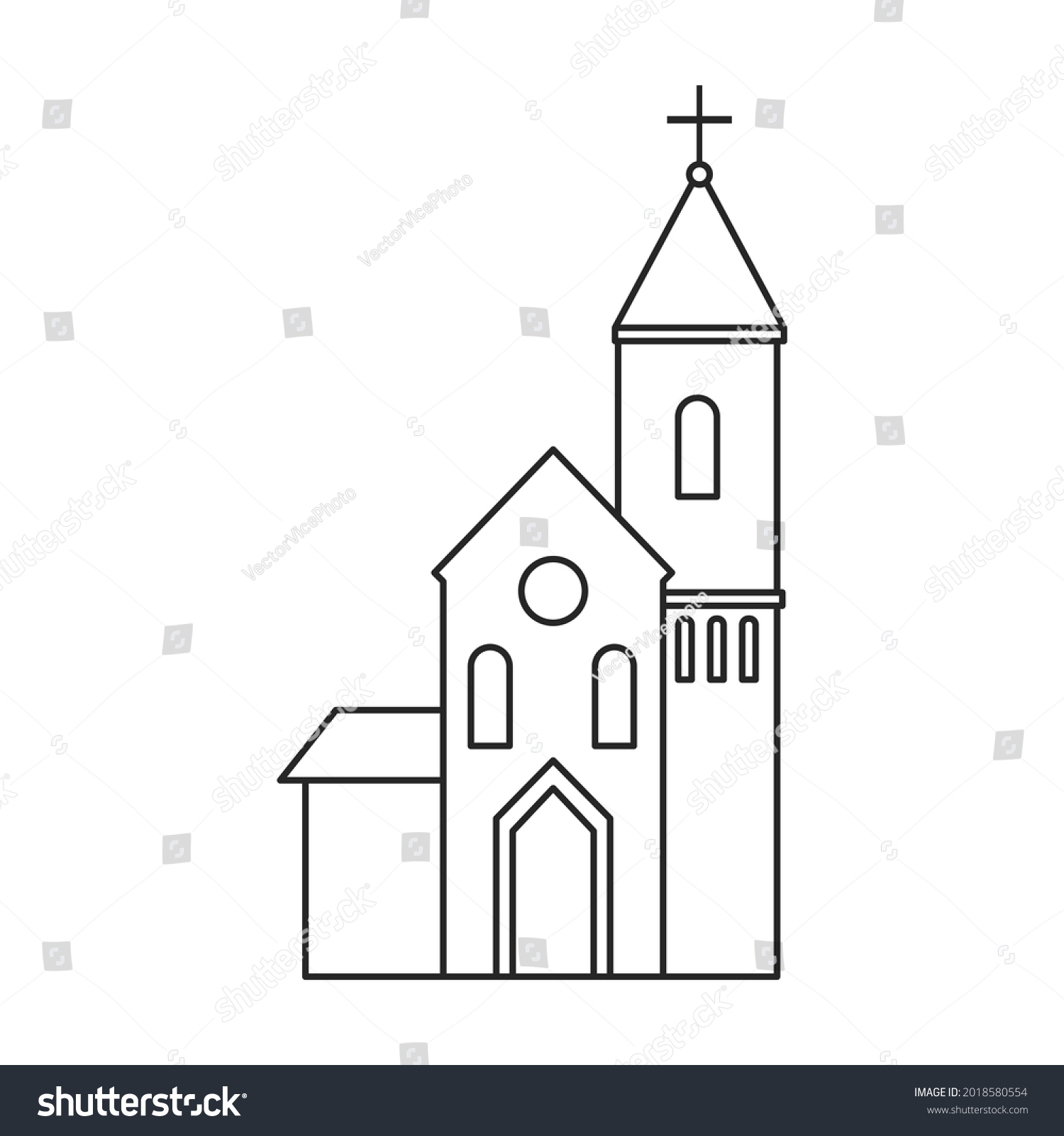 Church Vector Outline Icon Vector Illustration Stock Vector (Royalty ...