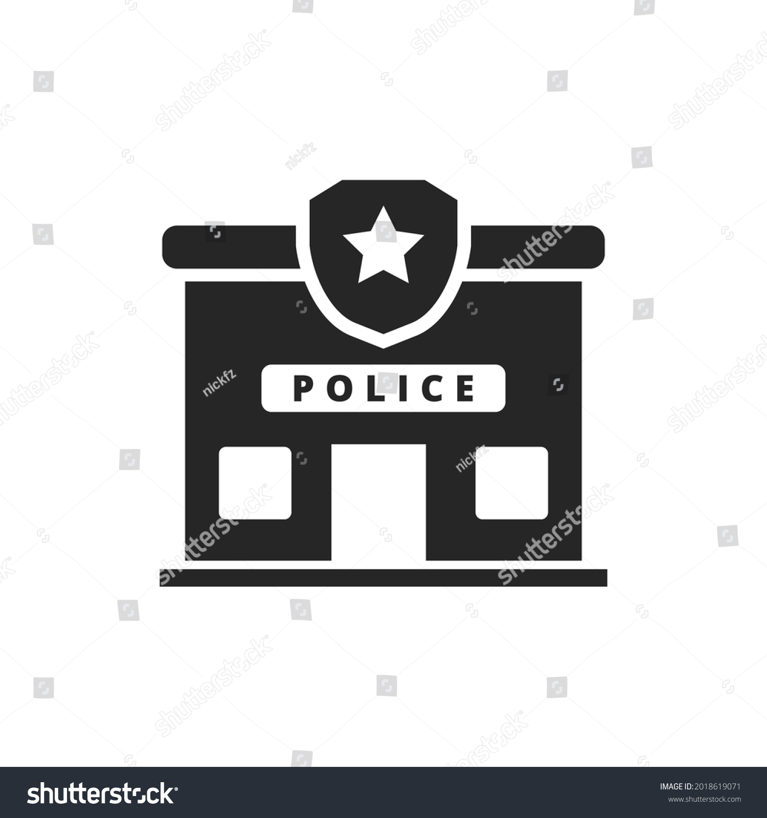 Police Station Icon Black Design Isolated Stock Vector (Royalty Free ...