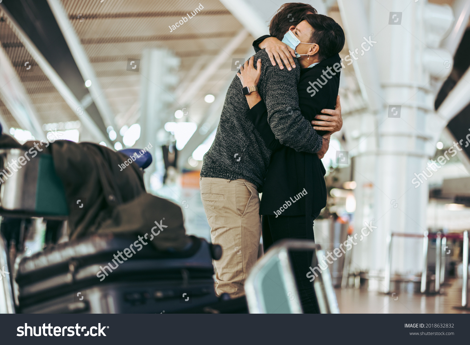 Husband Wife Meeting After Long Separation Stock Photo 2018632832