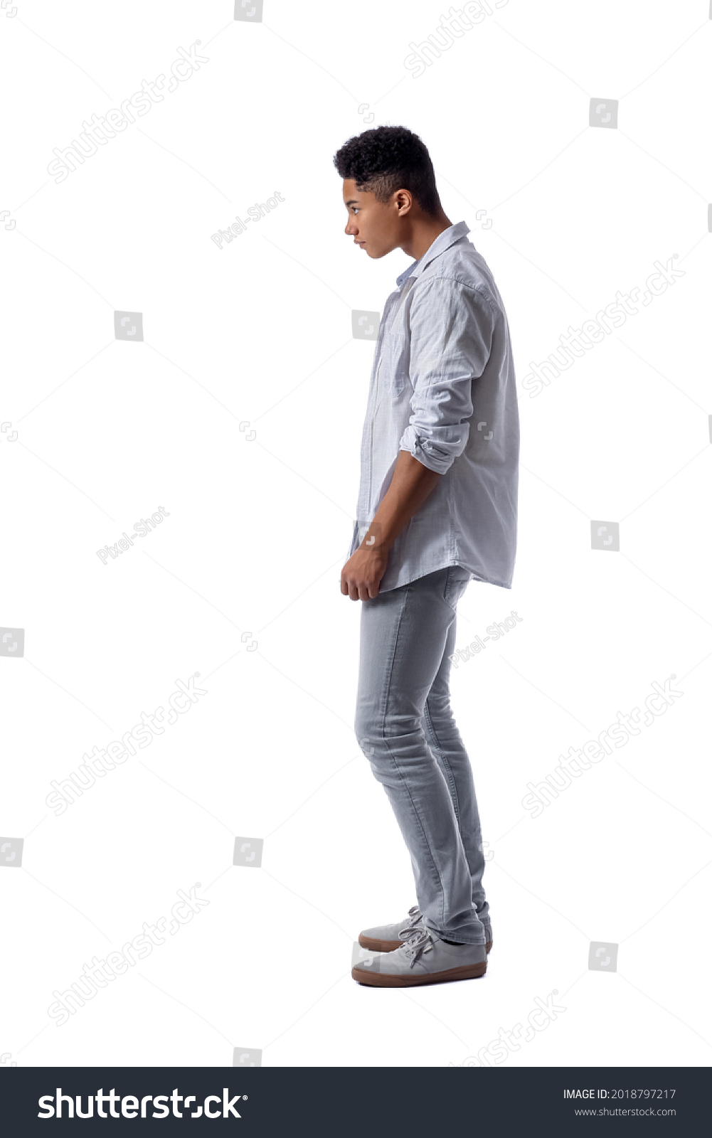 Hunchbacked Teenage Boy On White Background Stock Photo 2018797217 ...