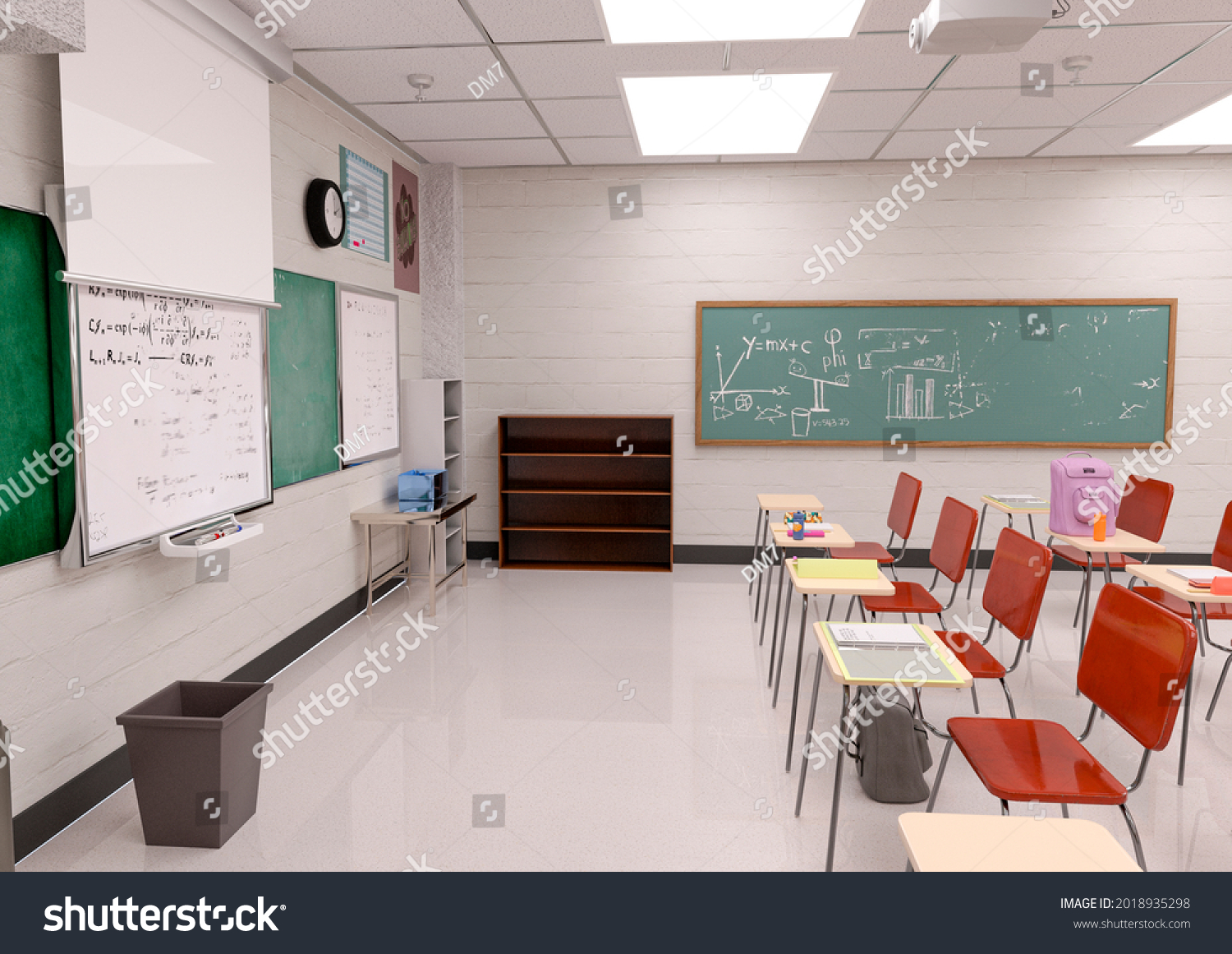 Classroom Scene Background Side View 3d 库存插图 Shutterstock