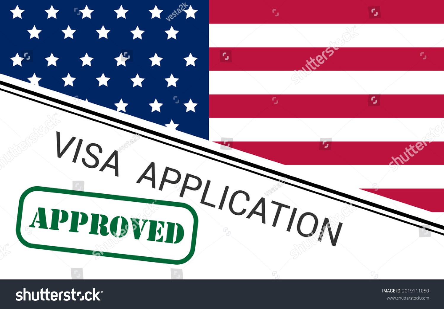 Approved Usa Viza H1b Visa United Stock Vector Royalty Free