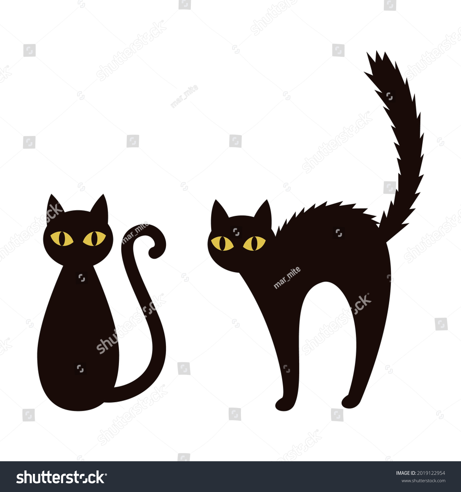 Vector Illustrations Black Cats Banners Cards Stock Vector (Royalty ...