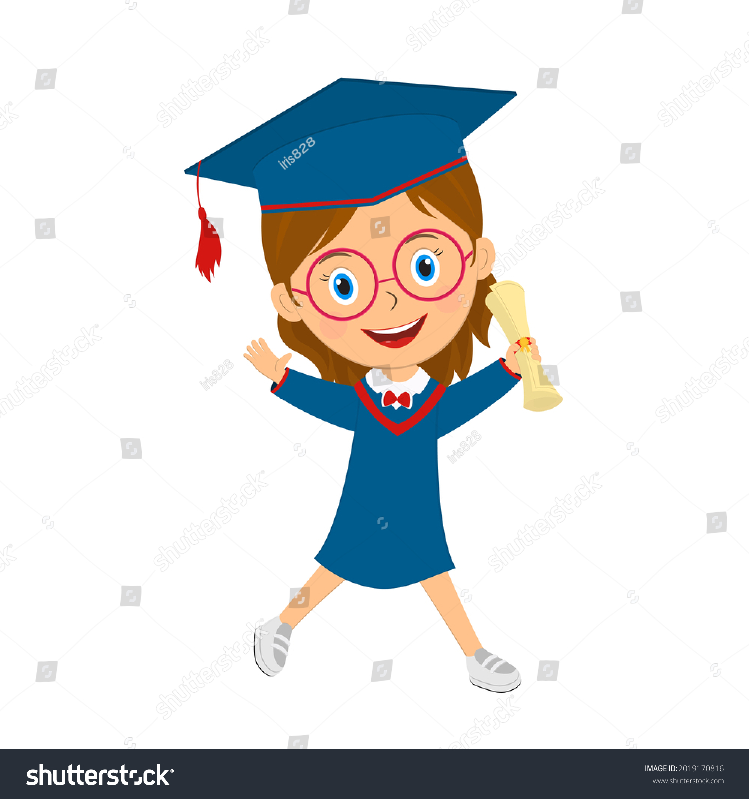 Cute Cartoon Girl Diploma Illustrationvector Stock Vector (Royalty Free ...