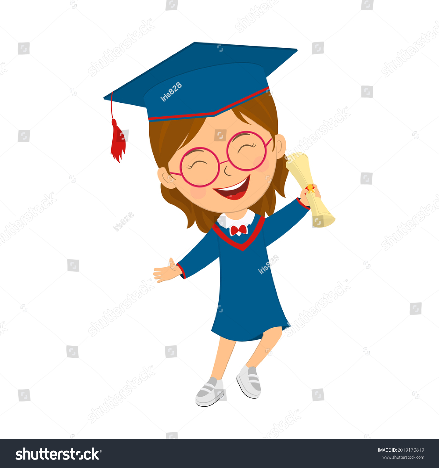 Cute Cartoon Girl Diploma Illustrationvector Stock Vector (Royalty Free ...