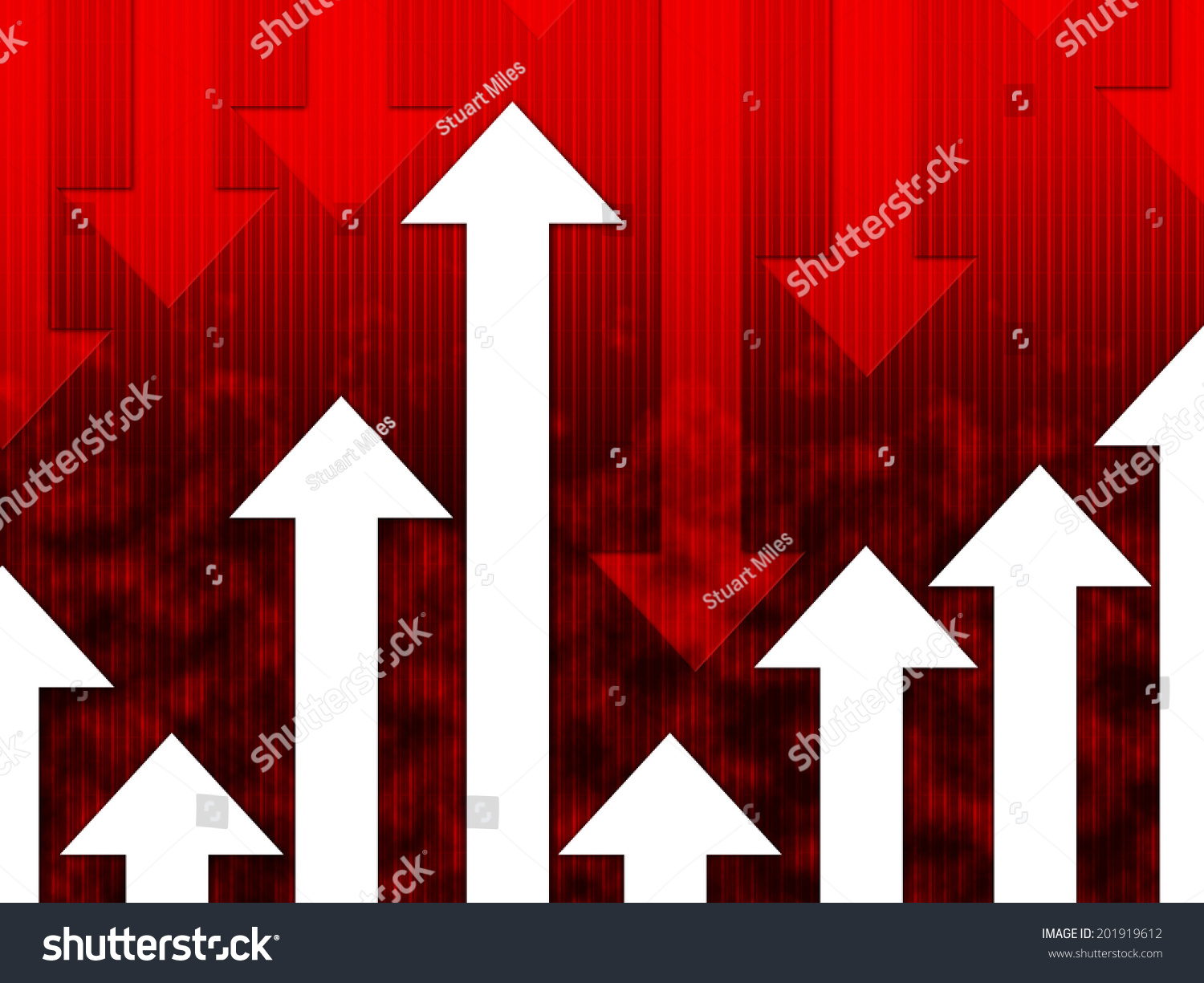 Red Arrows Background Showing Upwards Downwards Stock Illustration ...