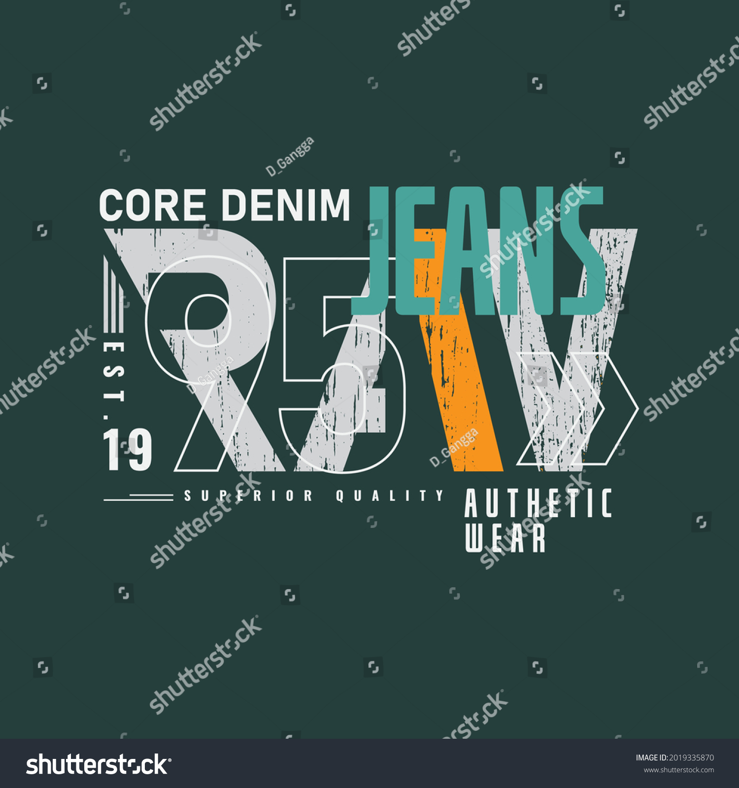Raw Denim Typography Vector Illustration Perfect Stock Vector (Royalty ...