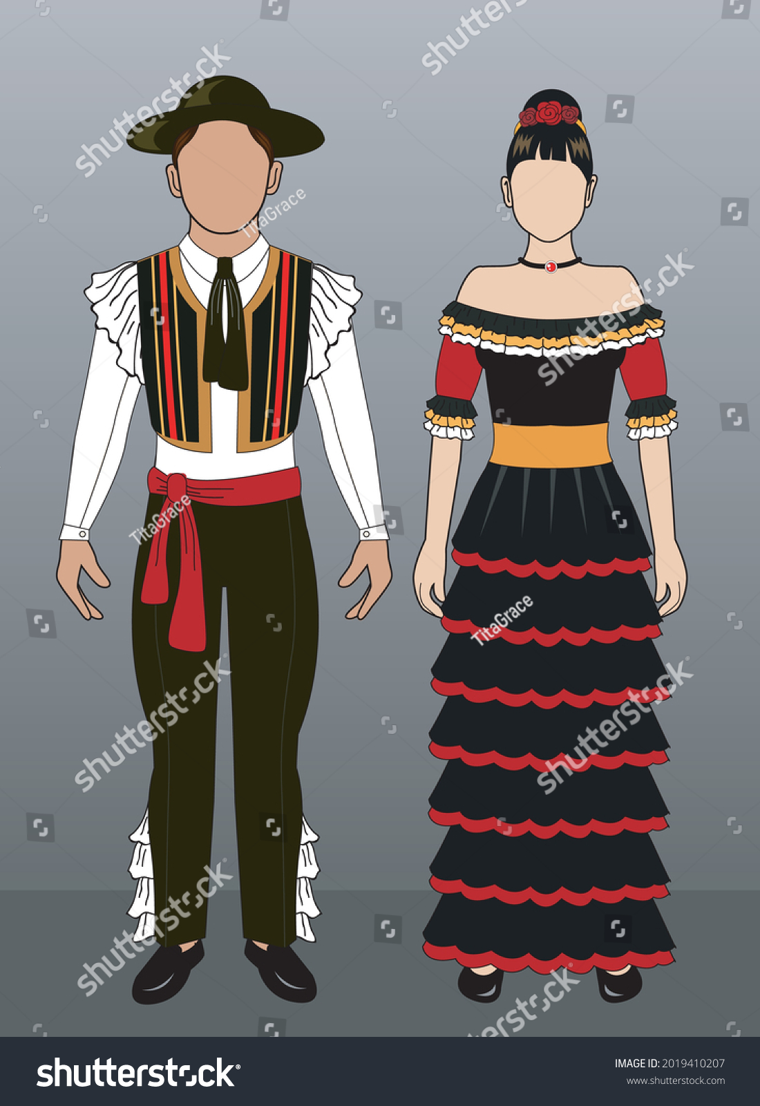 Spanish Dress Vector Spanish Costume National Stock Vector (Royalty ...