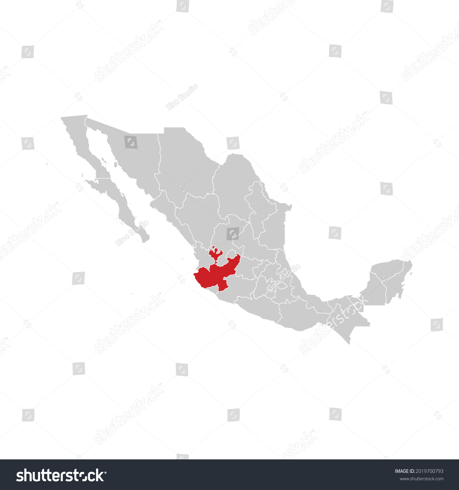 Location Jalisco Mexico Map Vector Stock Vector (Royalty Free ...