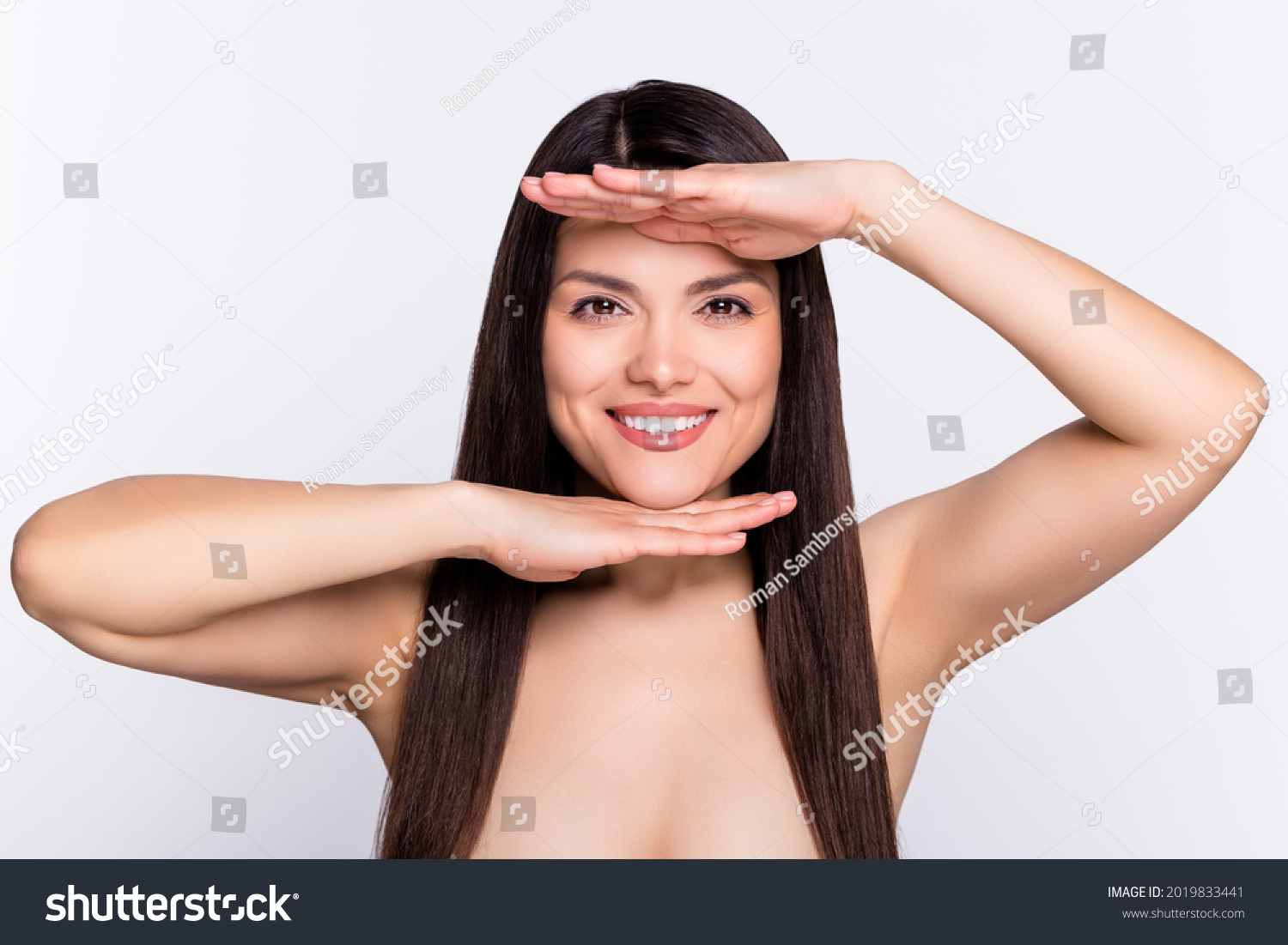 Portrait Attractive Cheerful Naked Woman Demonstrating Stock Photo Shutterstock