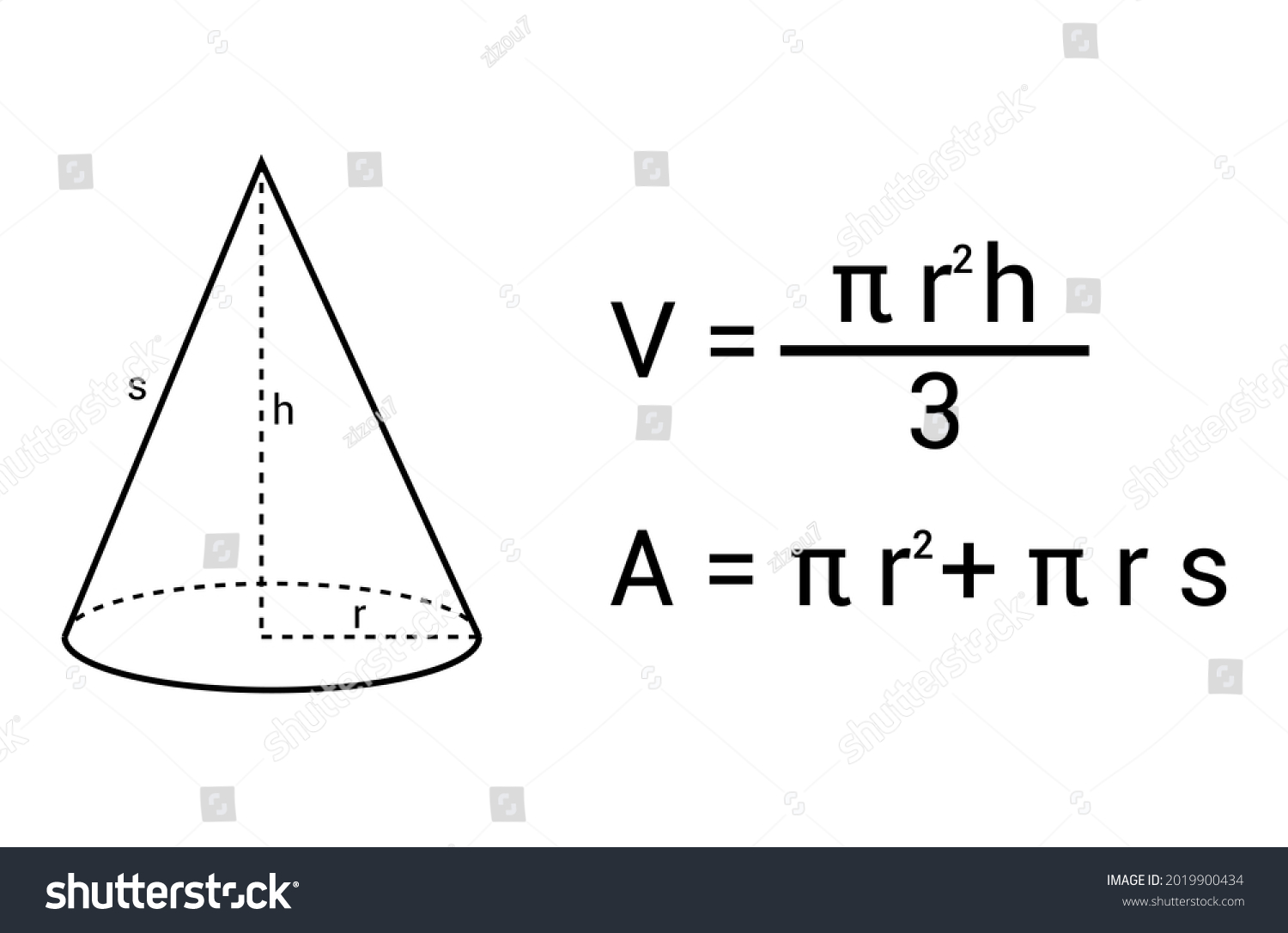 Surface Area Volume Right Circular Cone Stock Vector (Royalty Free ...