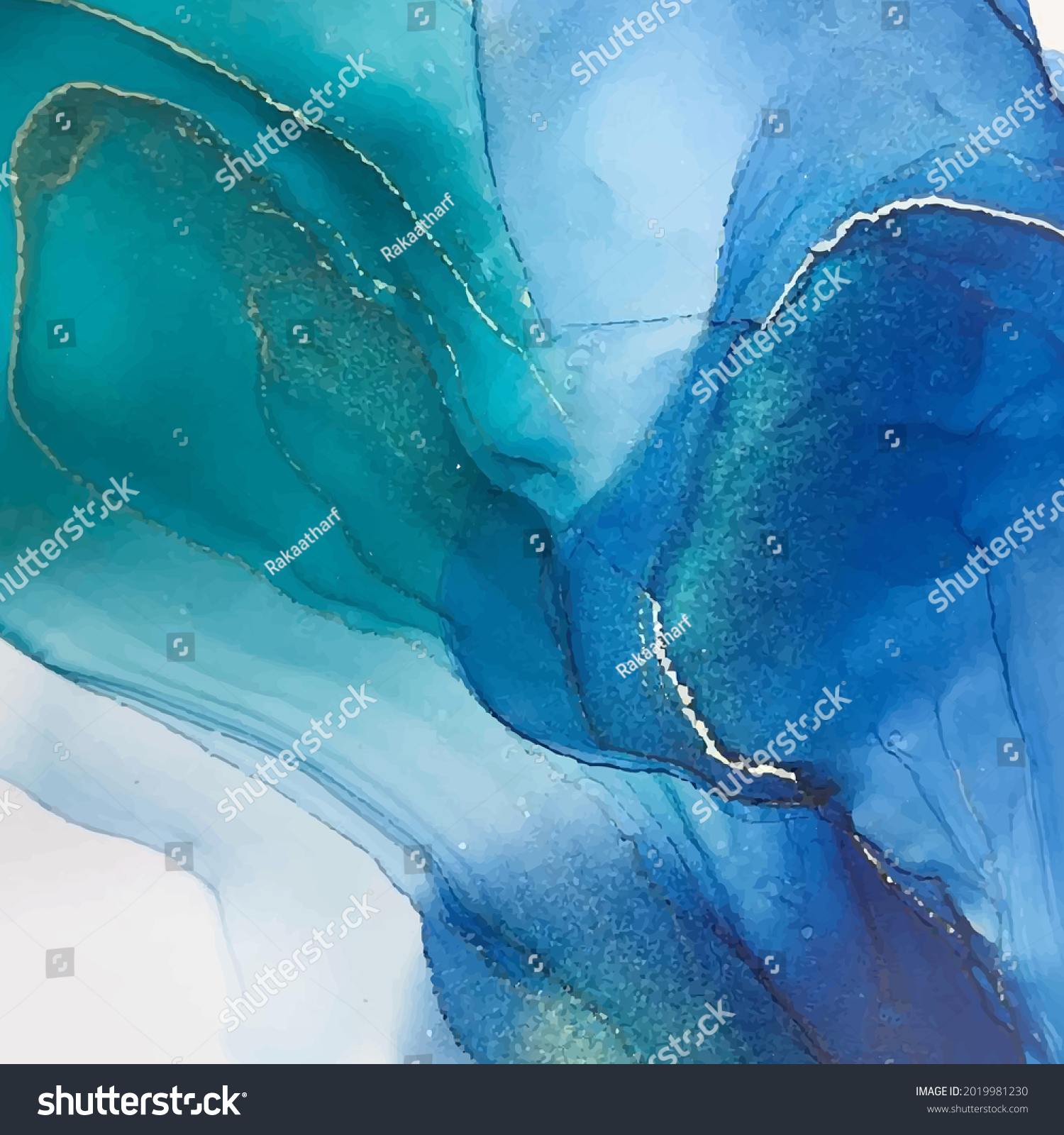 Luxury Abstract Blue Fluid Art Painting Stock Vector (Royalty Free ...