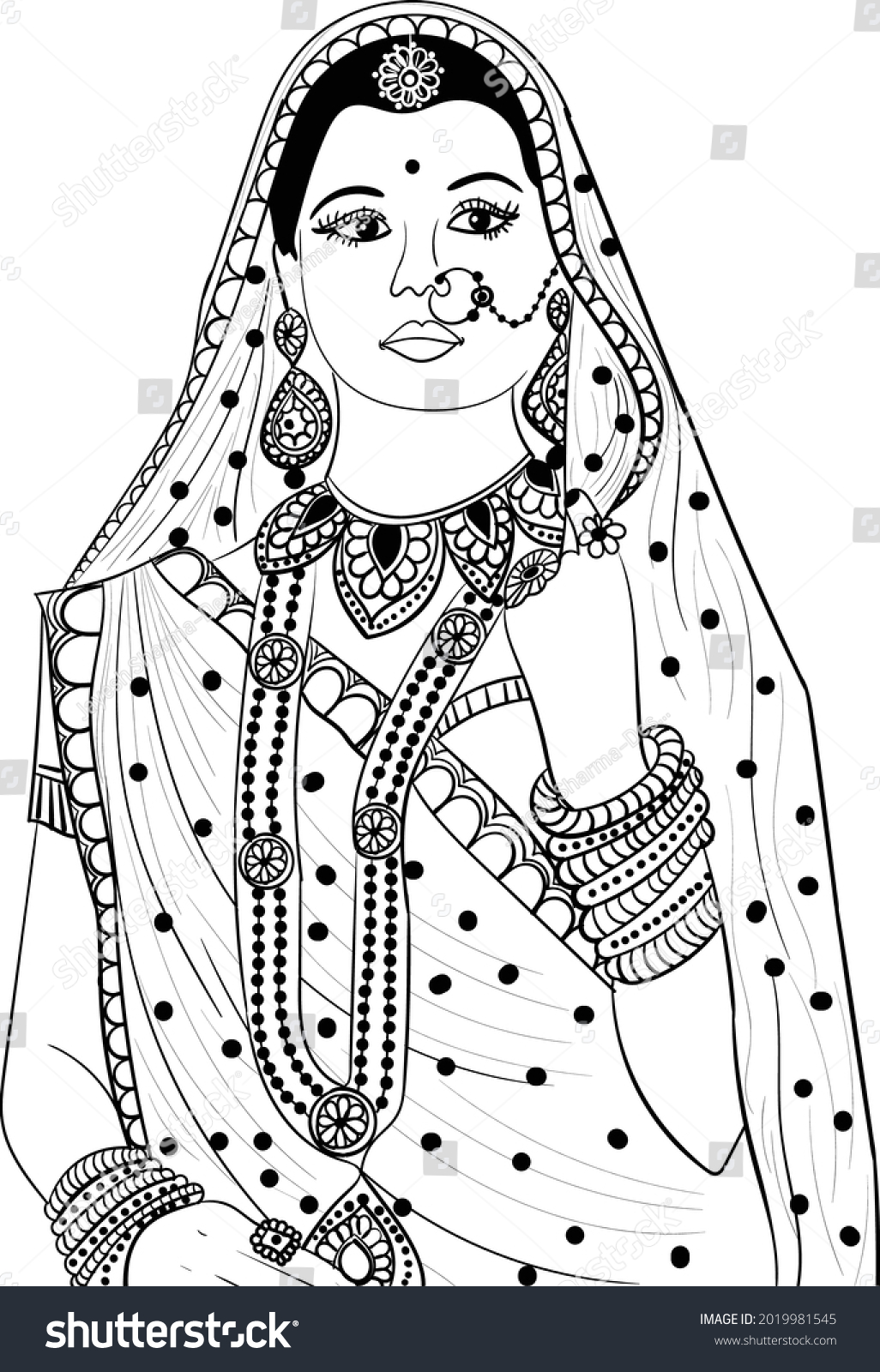 Indian Wedding Clip Art Women Bride Stock Vector (Royalty Free ...