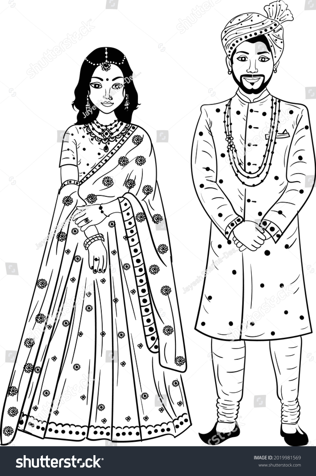 Indian Wedding Clip Art Bride Groom Stock Vector (Royalty Free ...