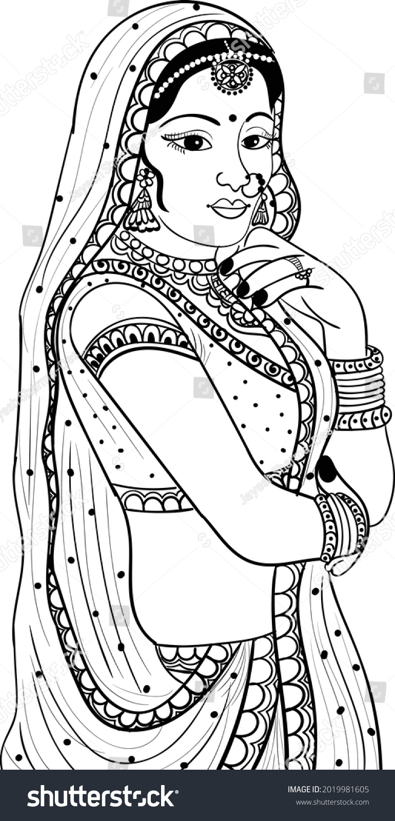 Indian Wedding Clip Art Women Bride Stock Vector (Royalty Free ...