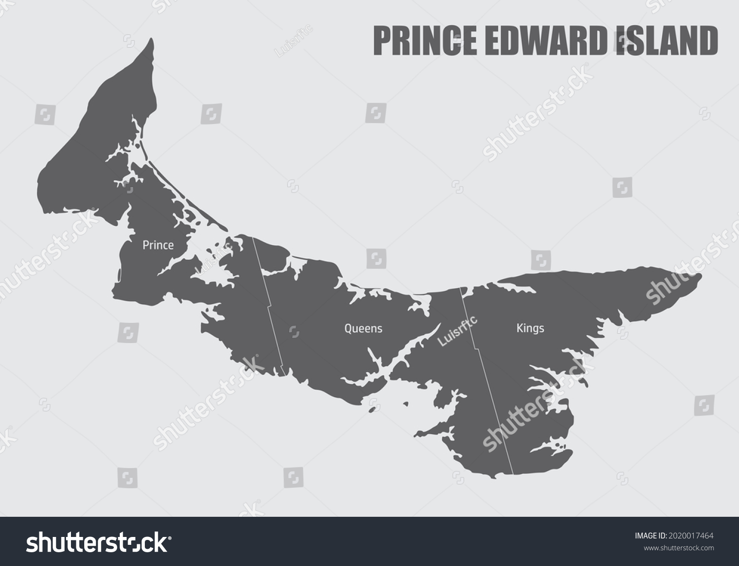 Prince Edward Island Map Divided Counties Stock Illustration 2020017464 ...