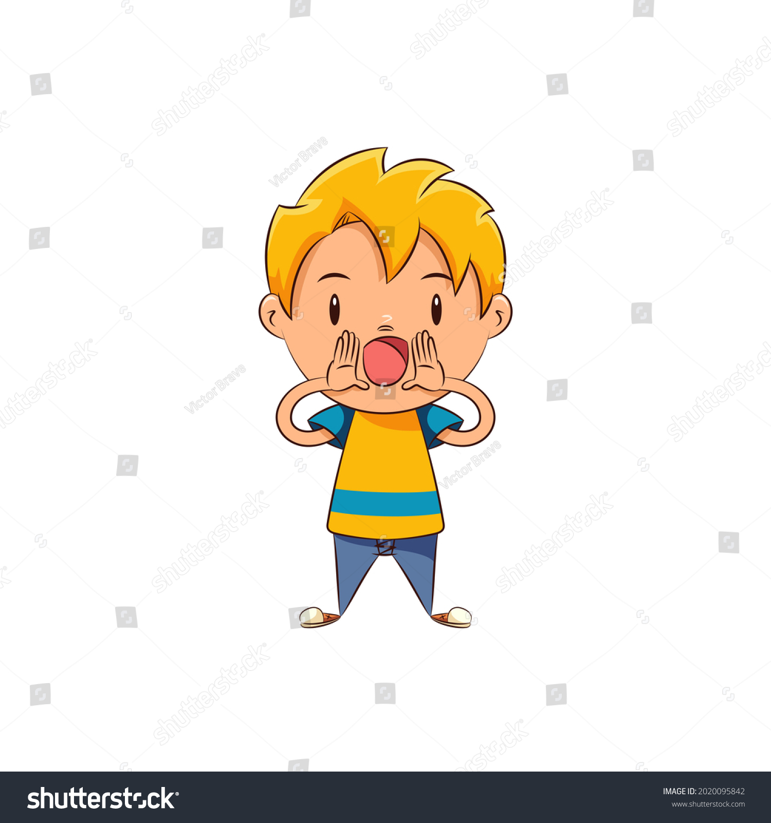 Kid Shouting Cute Child Scream Gesture Stock Vector (Royalty Free ...