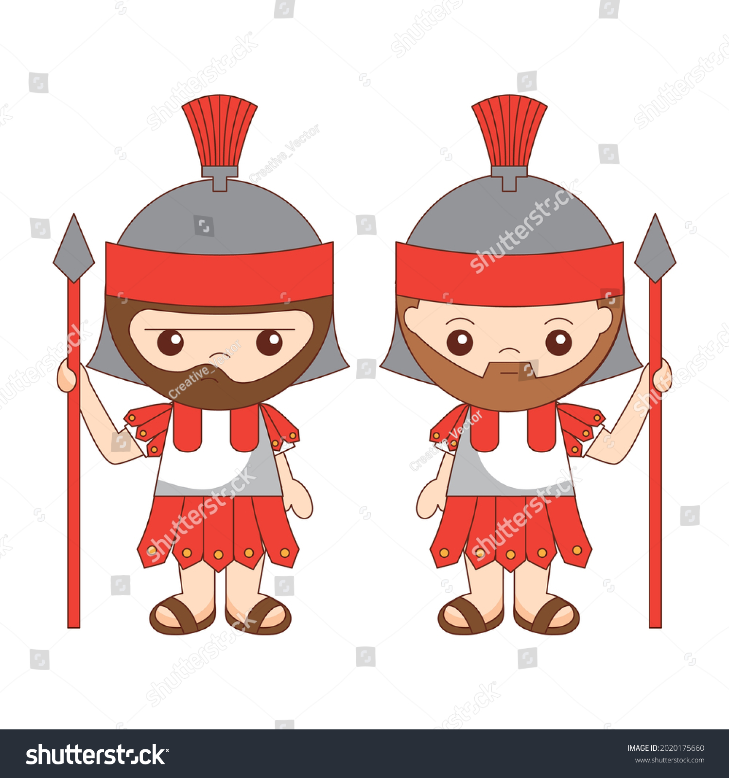 Roman Soldiers Cartoon Isolated Over White Stock Vector (Royalty Free ...