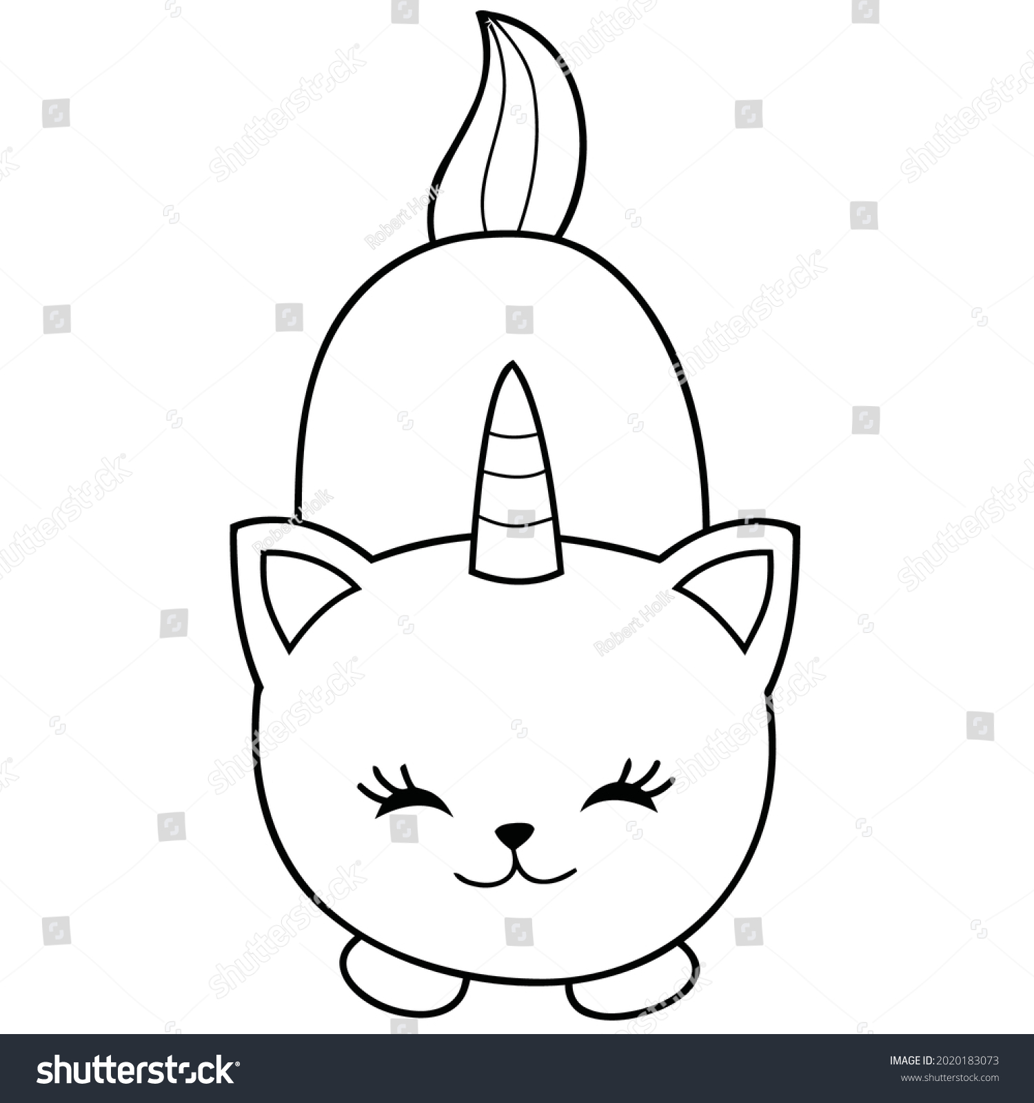 Cute Cat Coloring Page Cat Lovers Stock Vector (Royalty Free) 2020183073 | Shutterstock