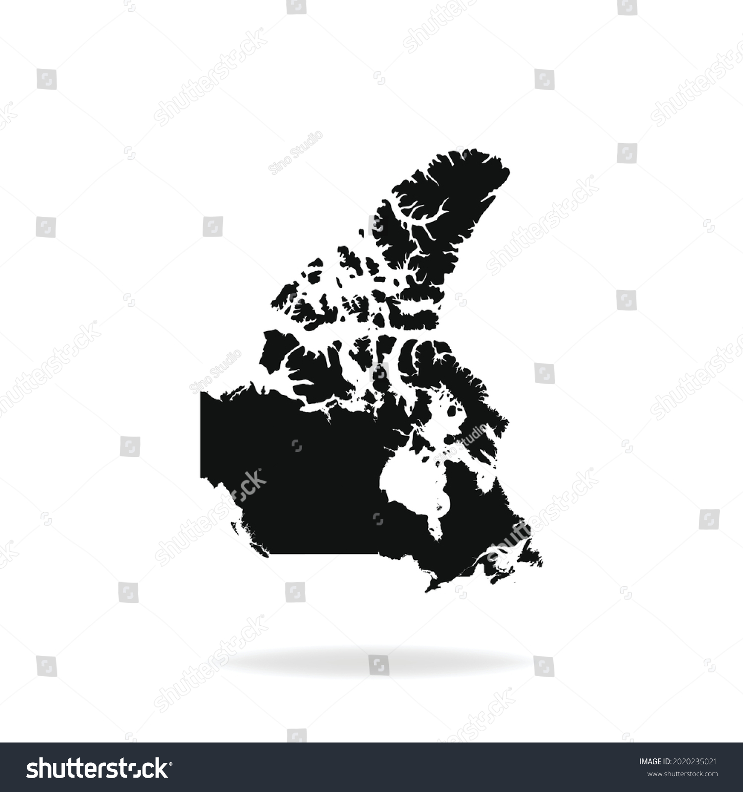 Black Modern Map Canada Shadow Isolated Stock Vector Royalty Free   Stock Vector Black Modern Map Of Canada With Shadow Isolated On White Background Vector Illustration Eps 2020235021 