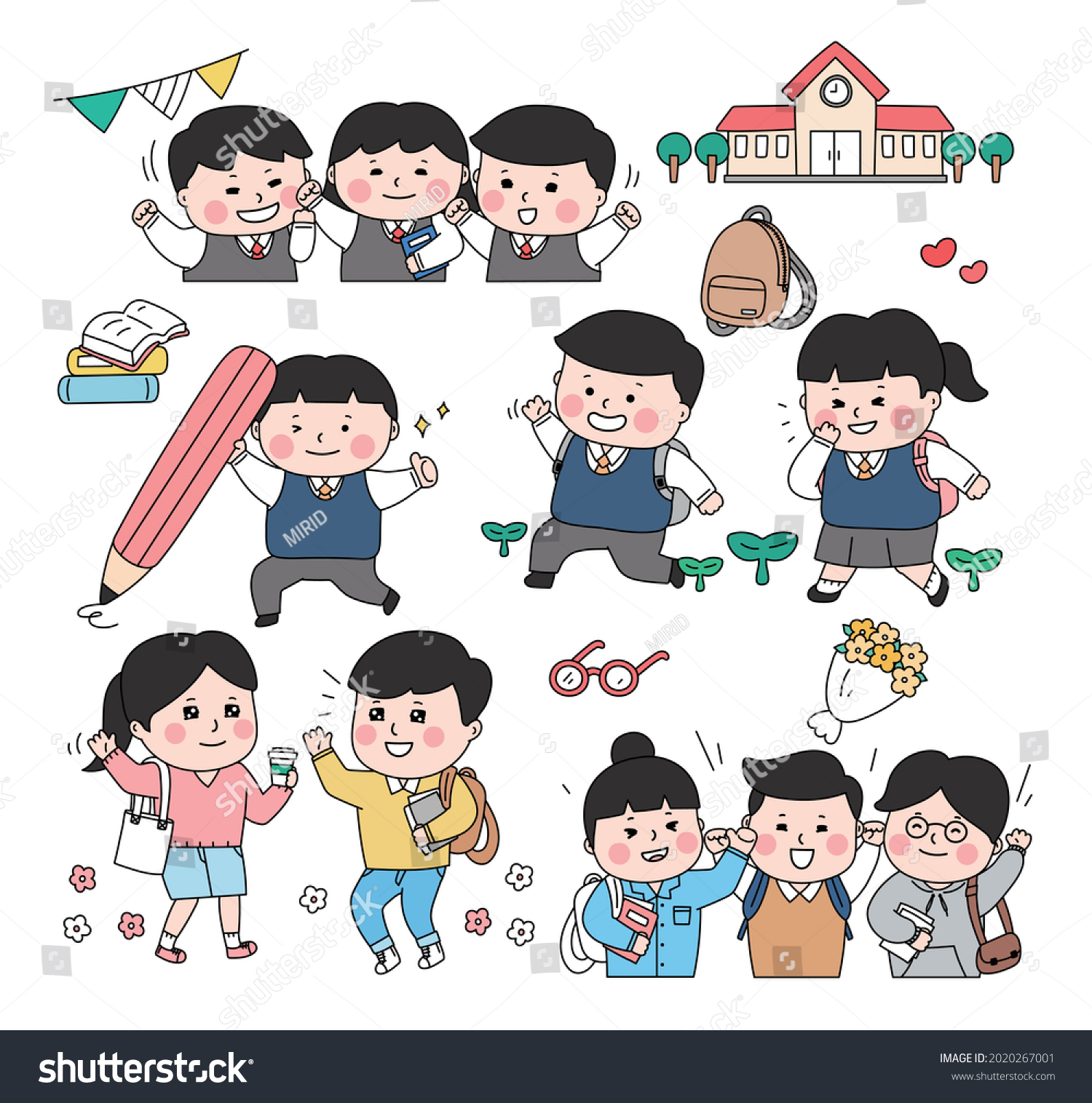 Korean High School Students Collage Students Stock Vector (Royalty Free ...