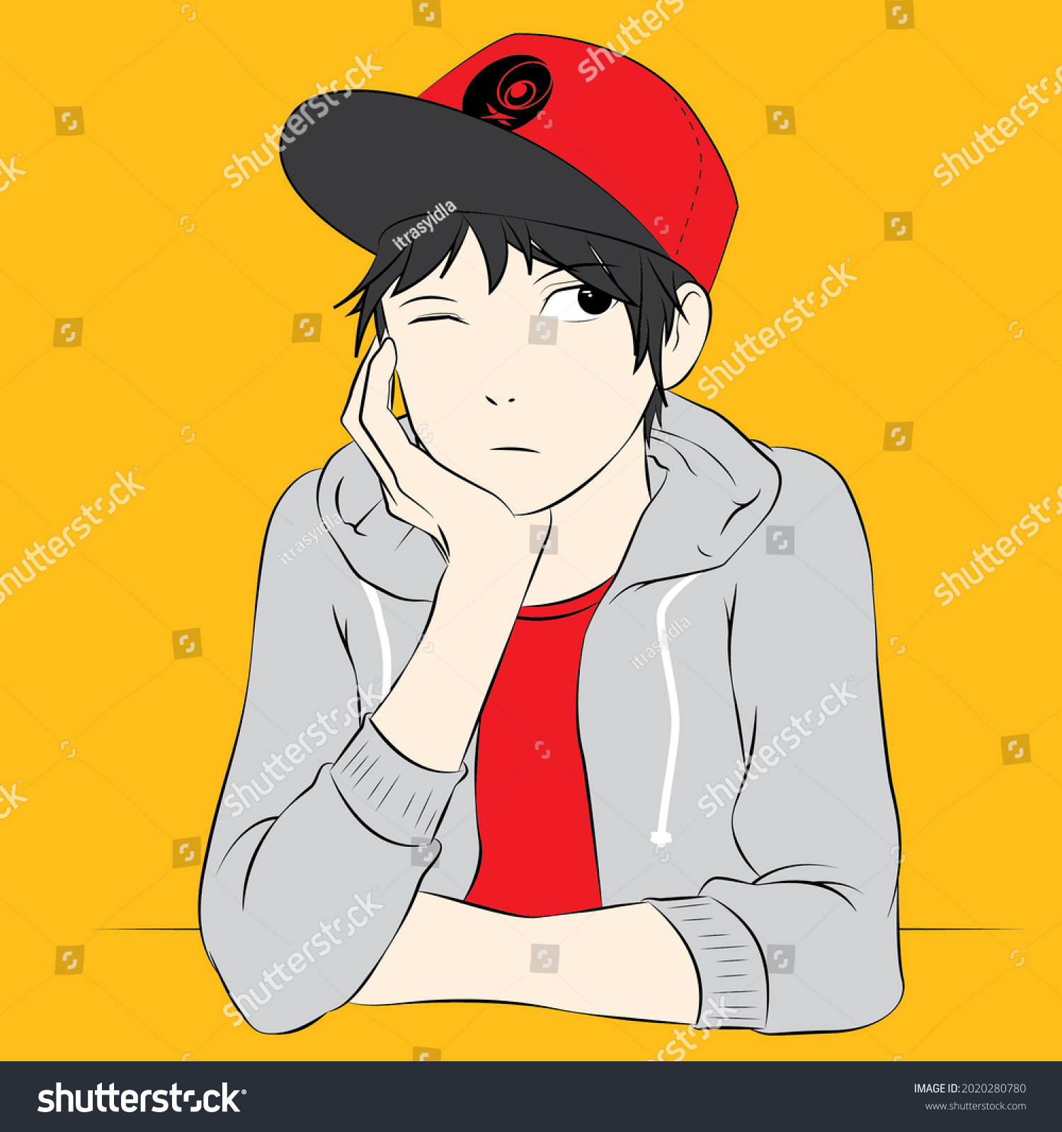 anime wearing cap