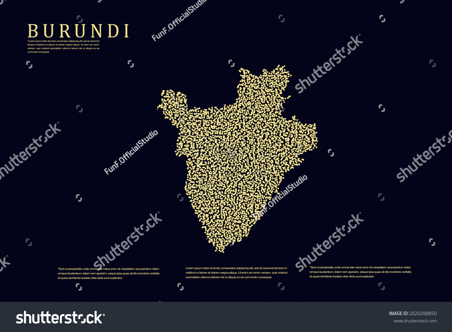 Burundi Map World Map International Vector Stock Vector Royalty Free   Stock Vector Burundi Map World Map International Vector Template With Gold Grid On Dark Background For Banner 2020288850 