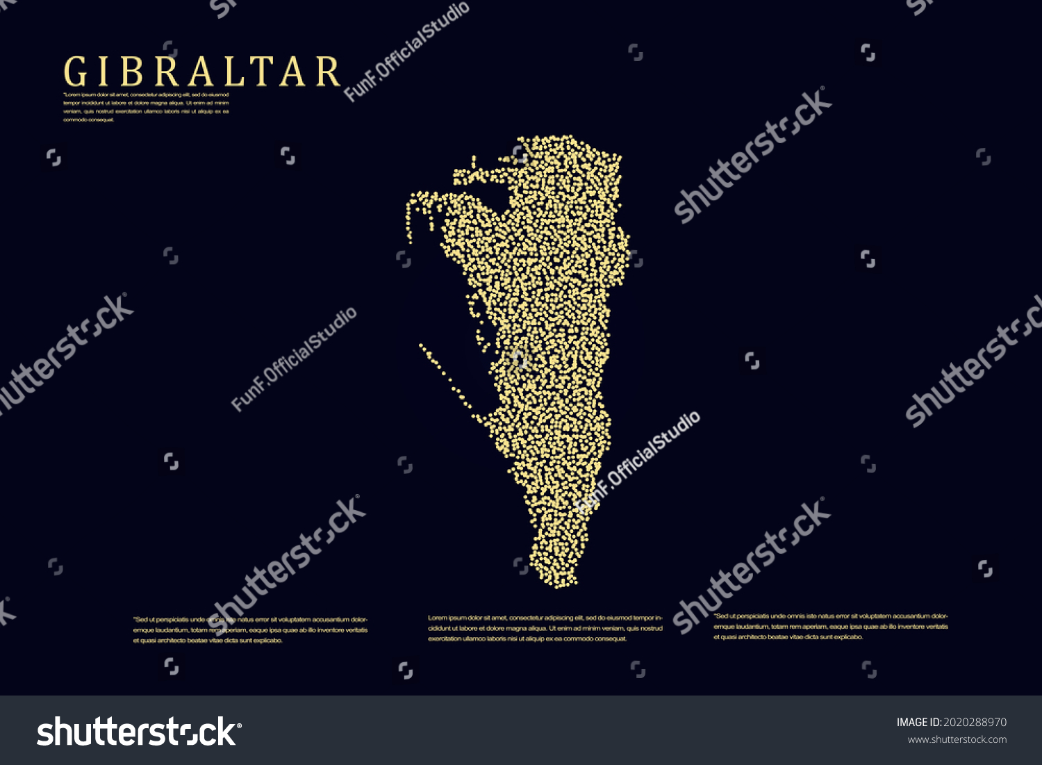 Gibraltar Map World Map International Vector Stock Vector Royalty Free   Stock Vector Gibraltar Map World Map International Vector Template With Gold Grid On Dark Background For 2020288970 