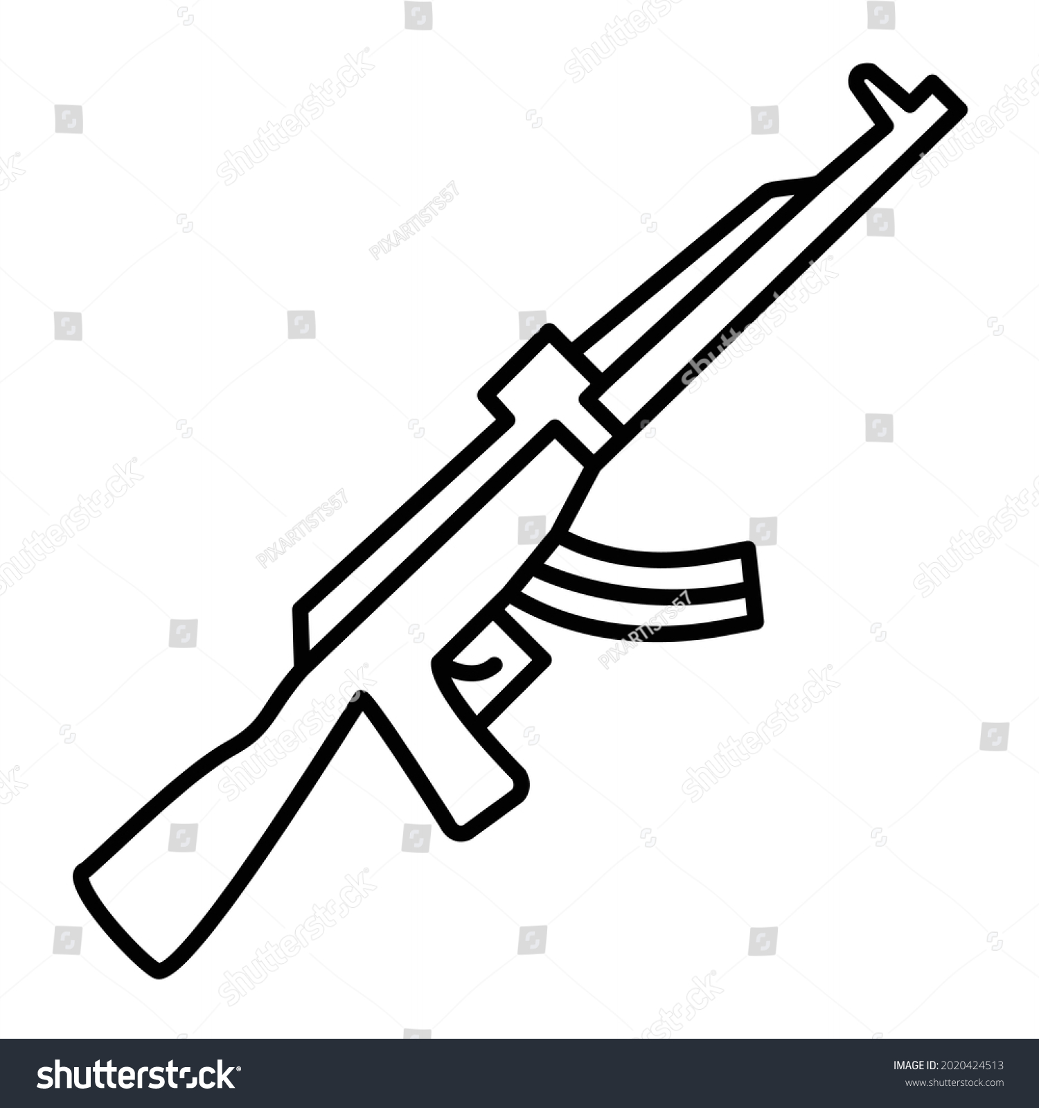 Vector Assault Rifle Outline Icon Design Stock Vector (royalty Free 