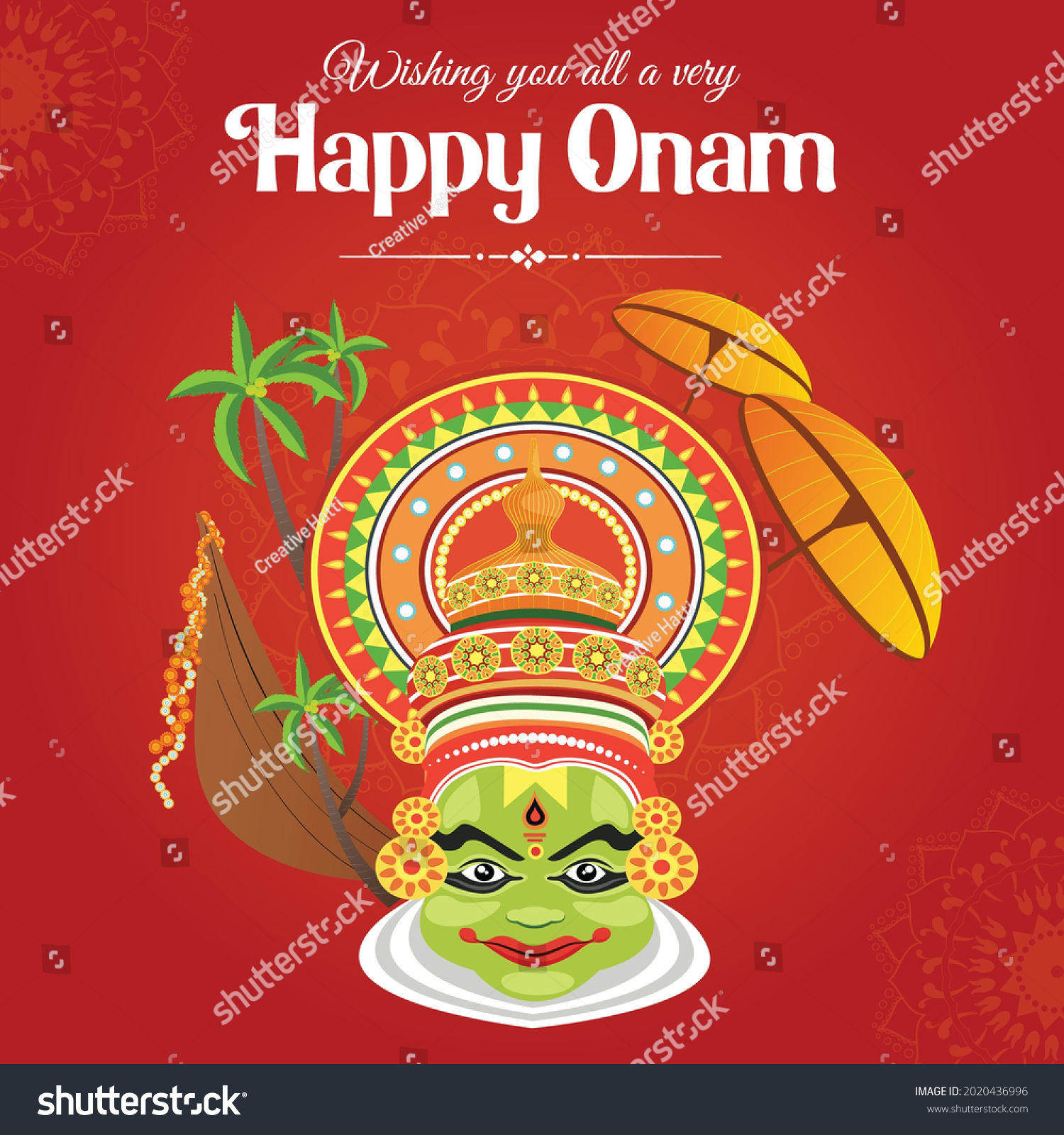 Banner Design Happy Onam Cartoon Style Stock Vector (Royalty Free ...