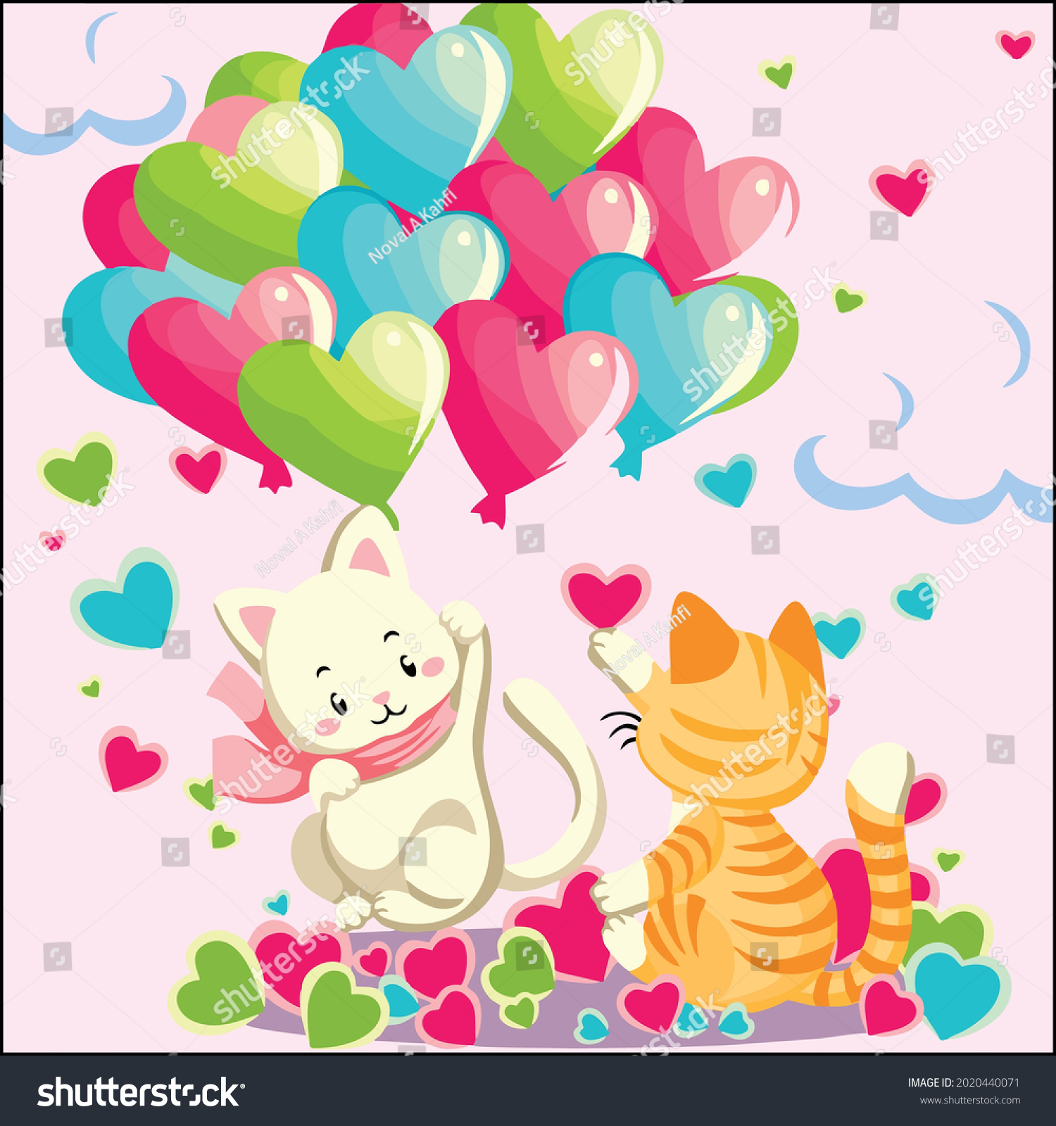 Vector Art Illustration Two Cats Playing Stock Vector (Royalty Free ...