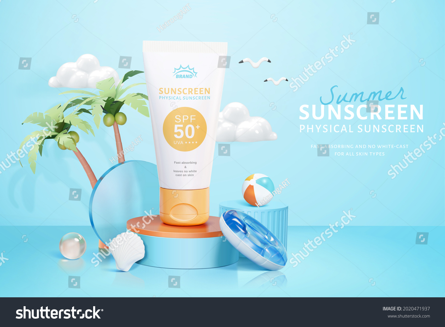 3d Cosmetic Ad Template Island Vacation Stock Illustration 2020471937 ...