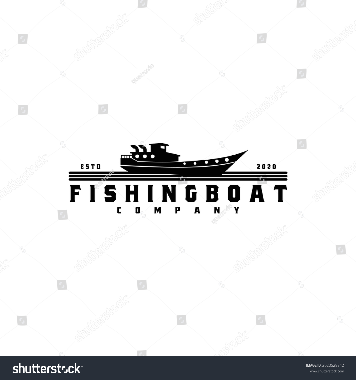 Commercial Fishing Boat Side View Isolated Stock Vector (Royalty Free ...