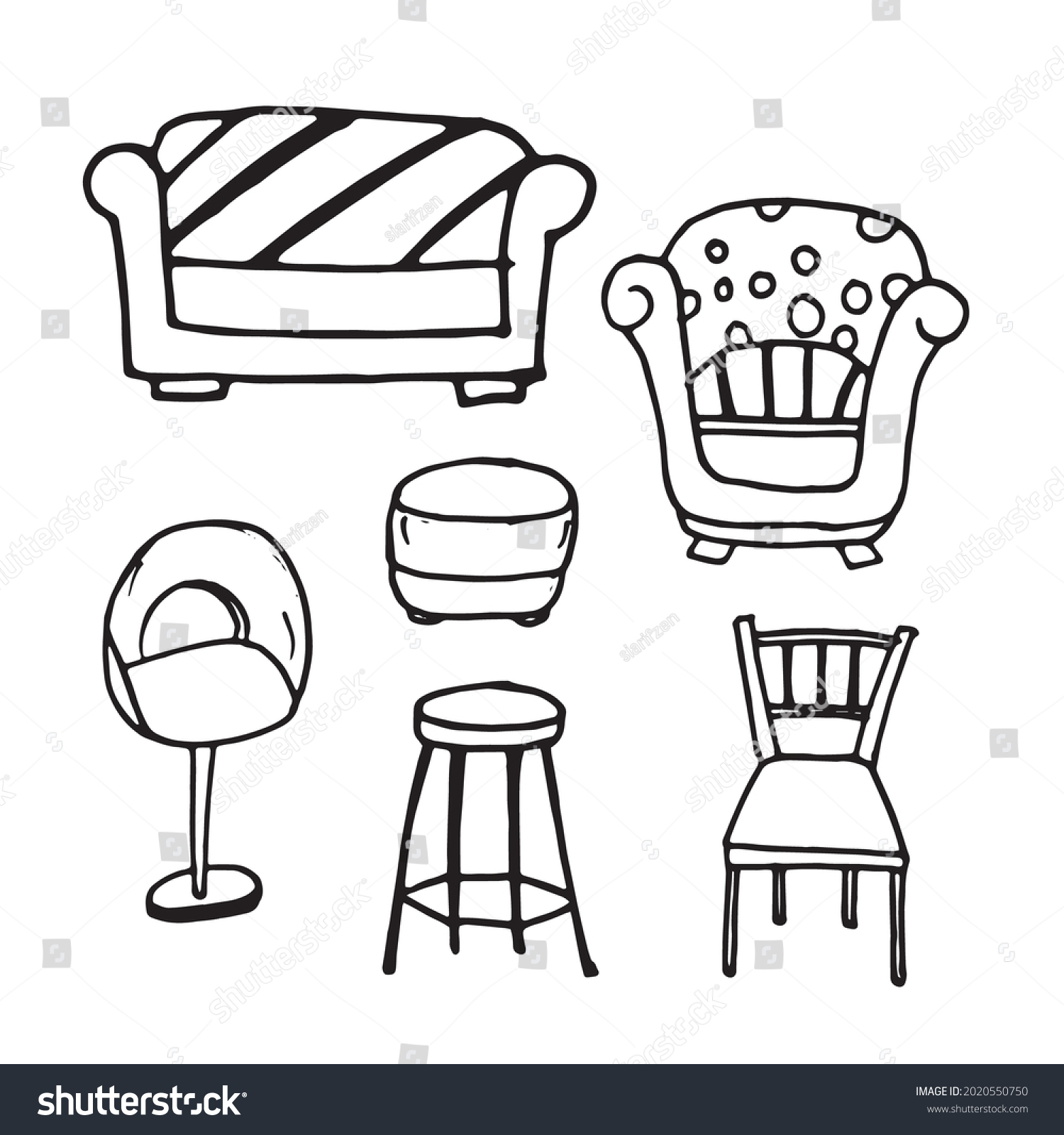 Set Chair Illustration Isolated On White Stock Vector (royalty Free 