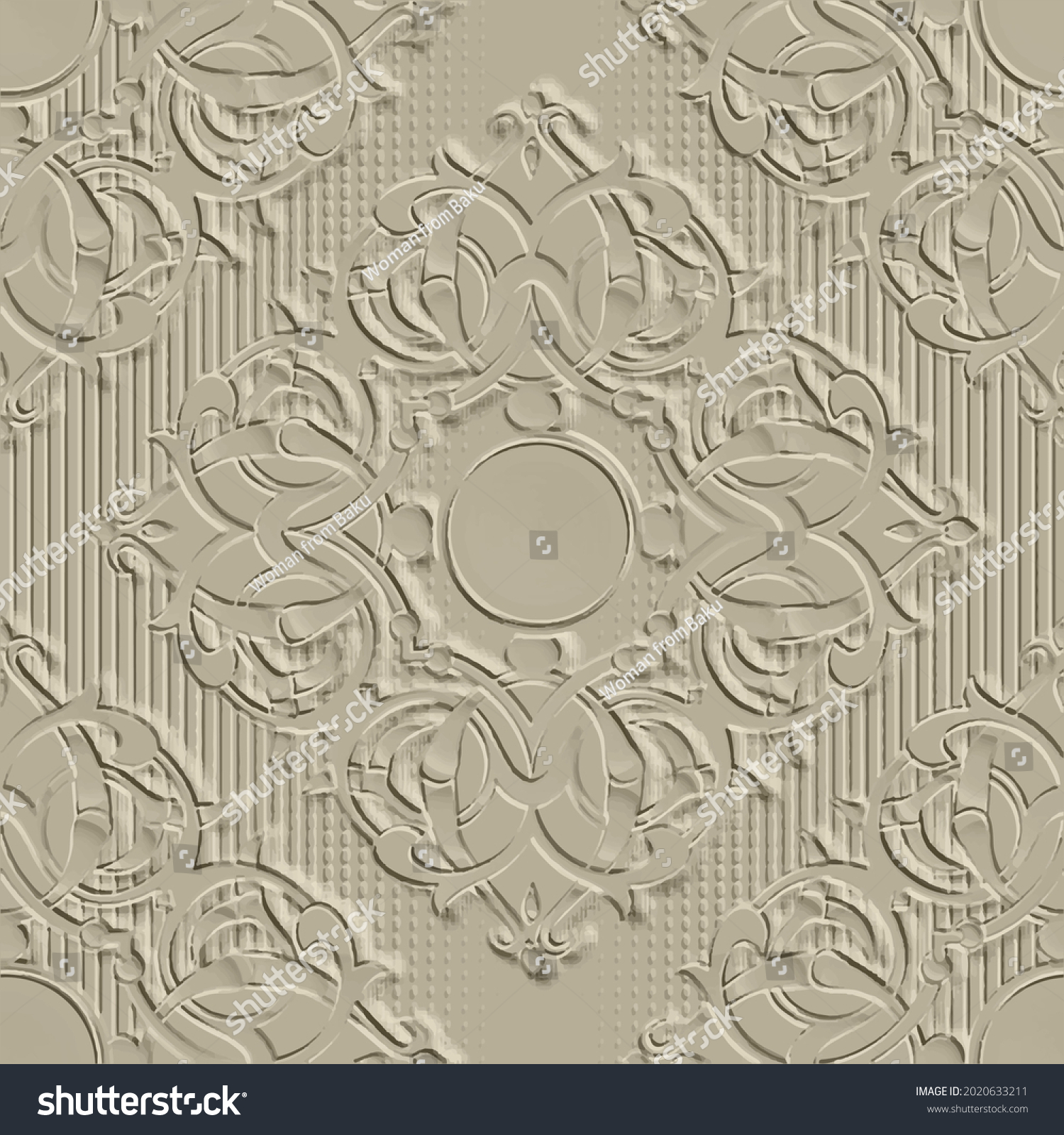 Embossed 3d Floral Seamless Pattern Arabesque Stock Vector Royalty Free 2020633211 Shutterstock 2970