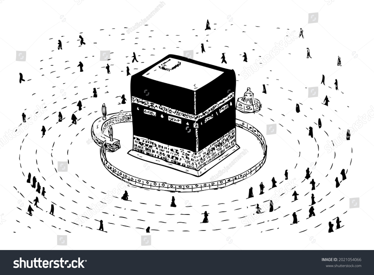 Kaaba Mecca Saudi Arabia Simple Manual Stock Vector (Royalty Free ...