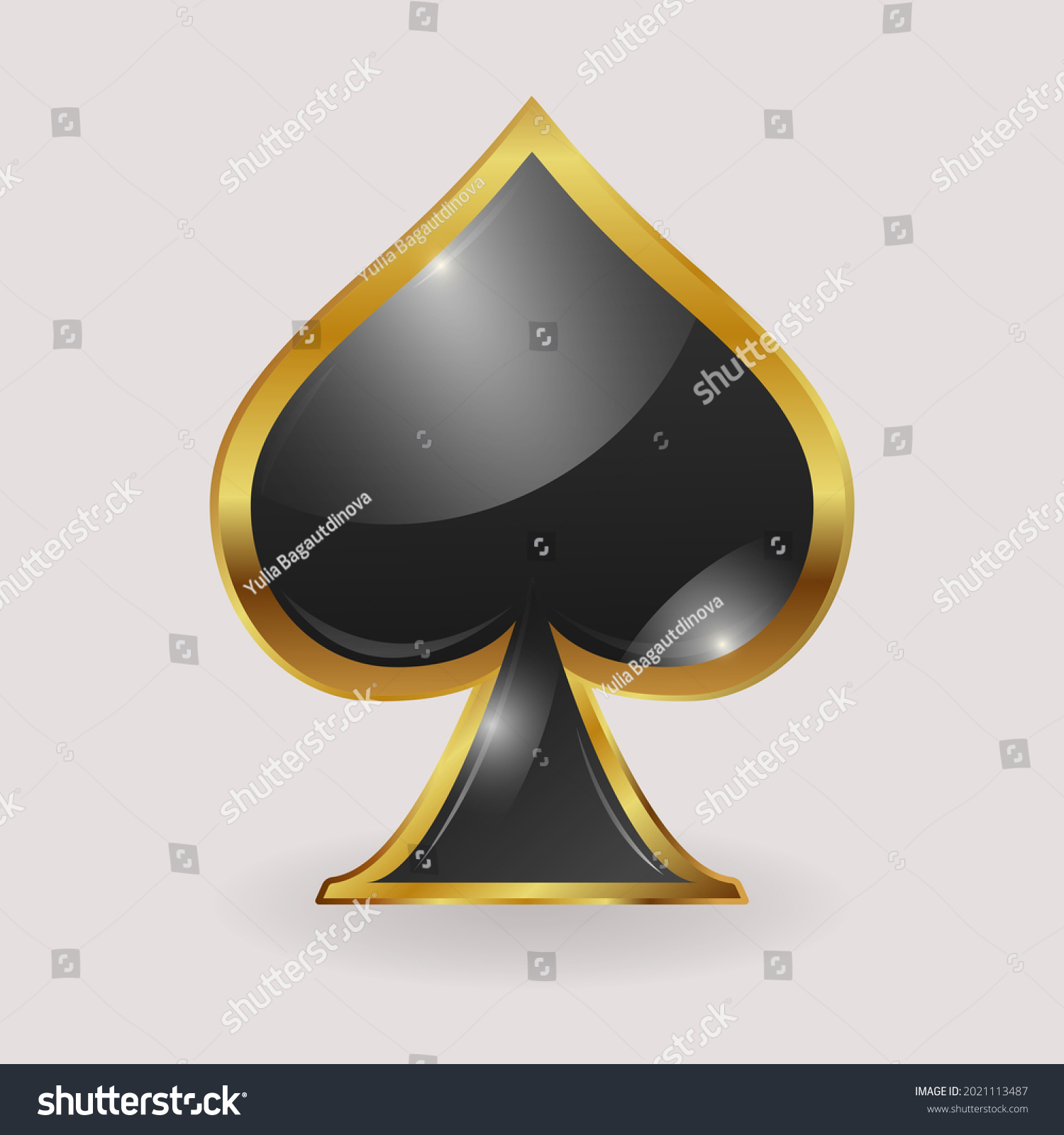 Image Spades Card Suit Gold Border Stock Vector (royalty Free 