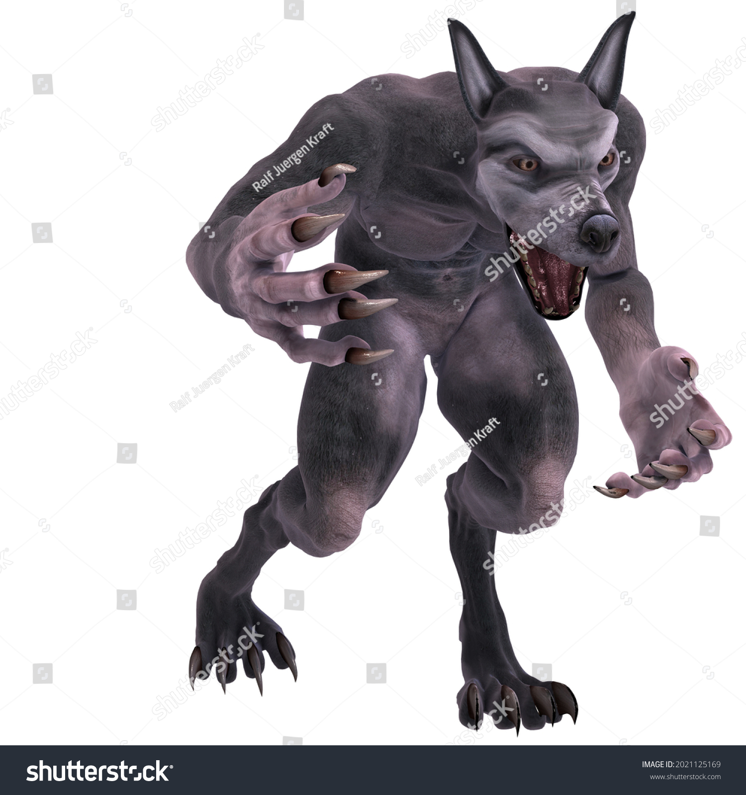 3dillustration Isolated Giant Fantasy Werewolf Creature Stock ...